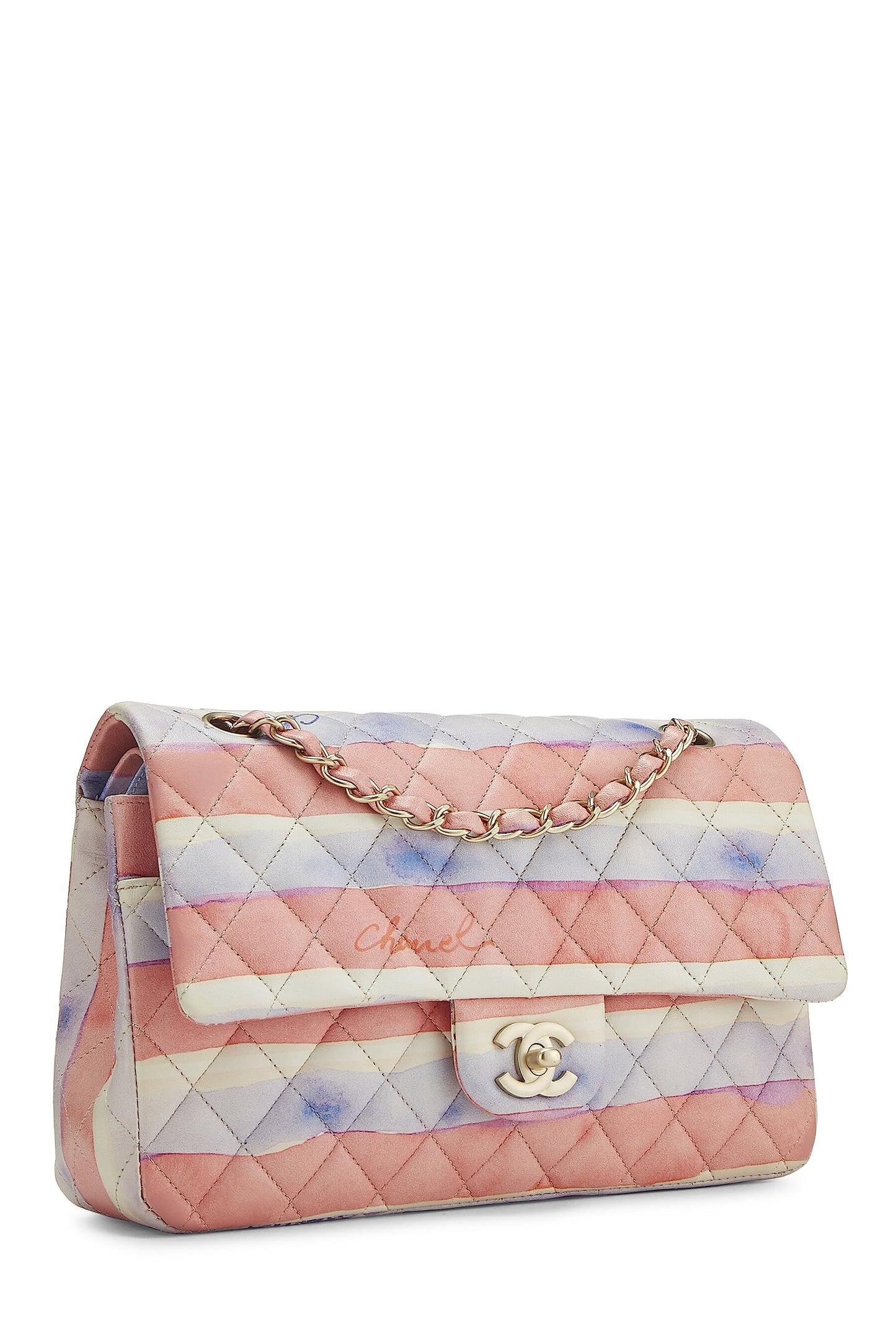 Chanel, Multicolor Lambskin Watercolor Classic Double Flap Medium, Multi