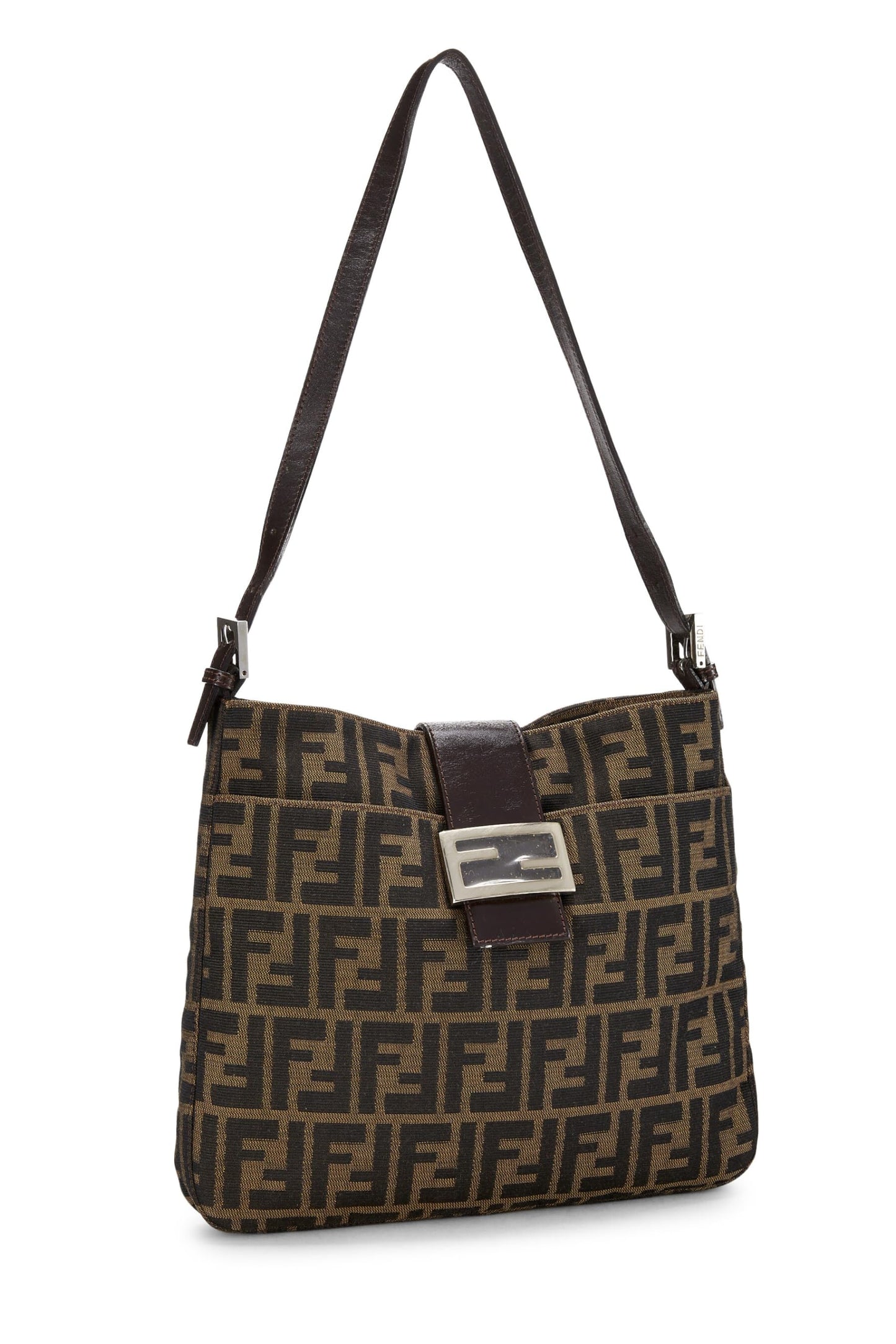 Fendi, Brown Zucca Canvas Shoulder Bag, Brown