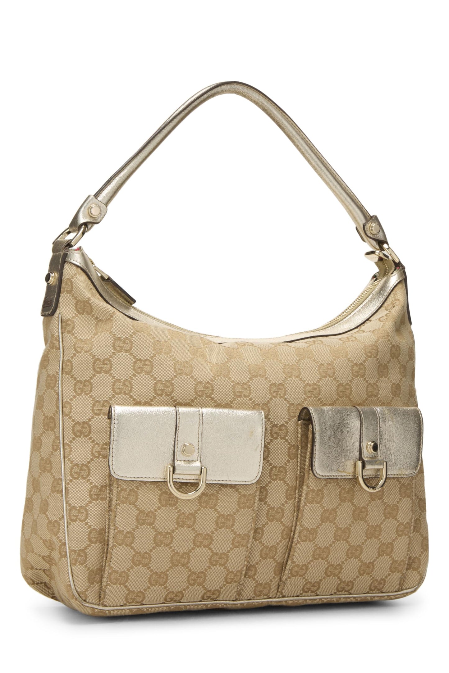 Gucci, Gold Original GG Canvas Abbey Shoulder Bag, Gold