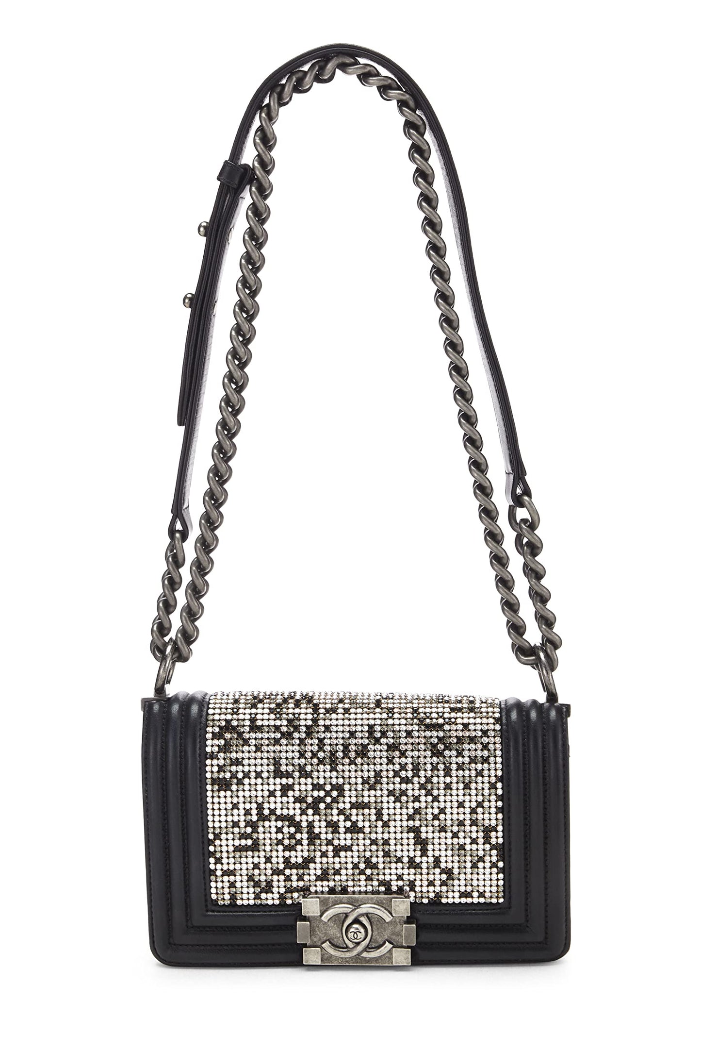 Chanel, Black Embellished Swarovski Crystal Boy Bag Small, Black