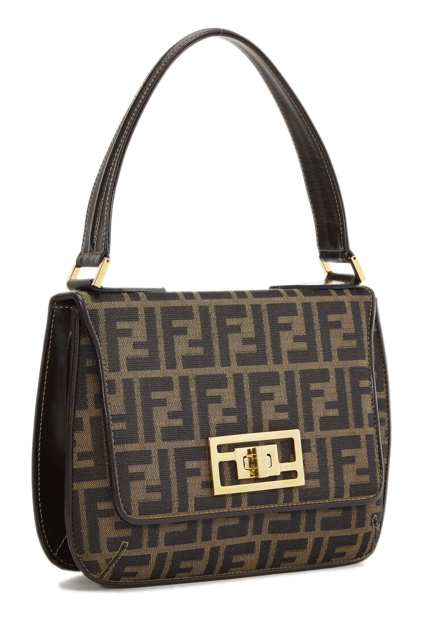 Fendi, Brown Zucca Canvas Shoulder Bag, Brown