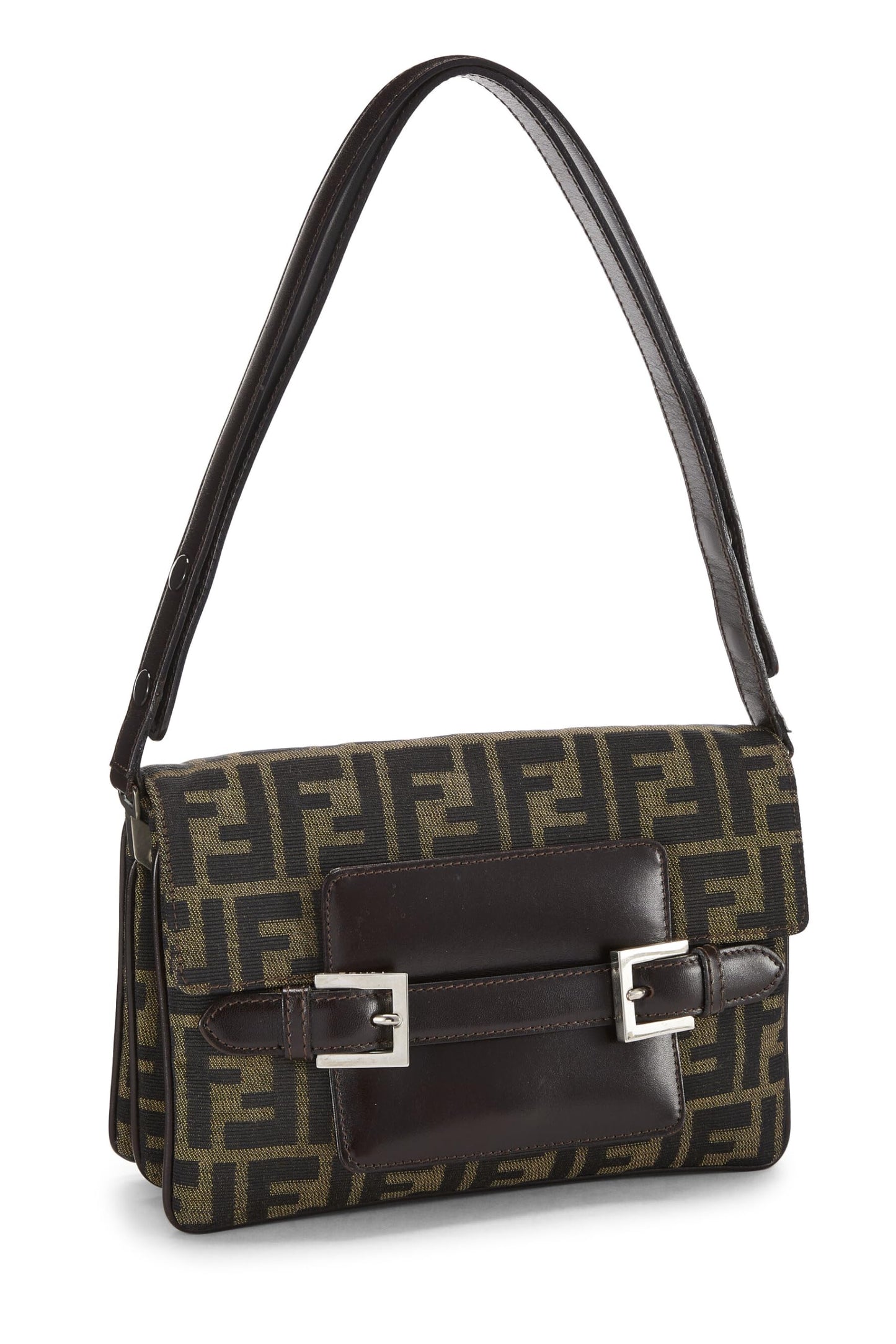 Fendi, Brown Zucca Canvas Shoulder Bag, Brown