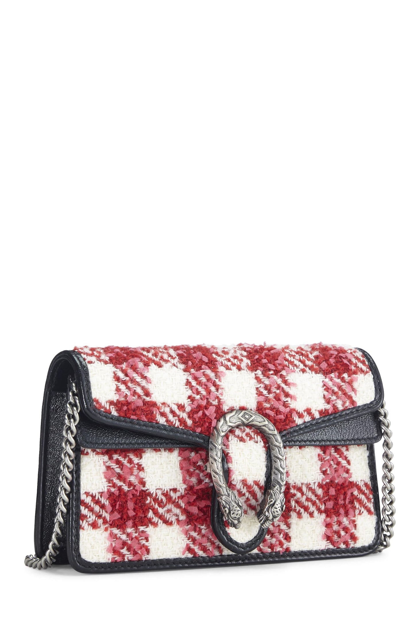 Gucci, Red & White Tweed Dionysus Shoulder Bag Small, Multi