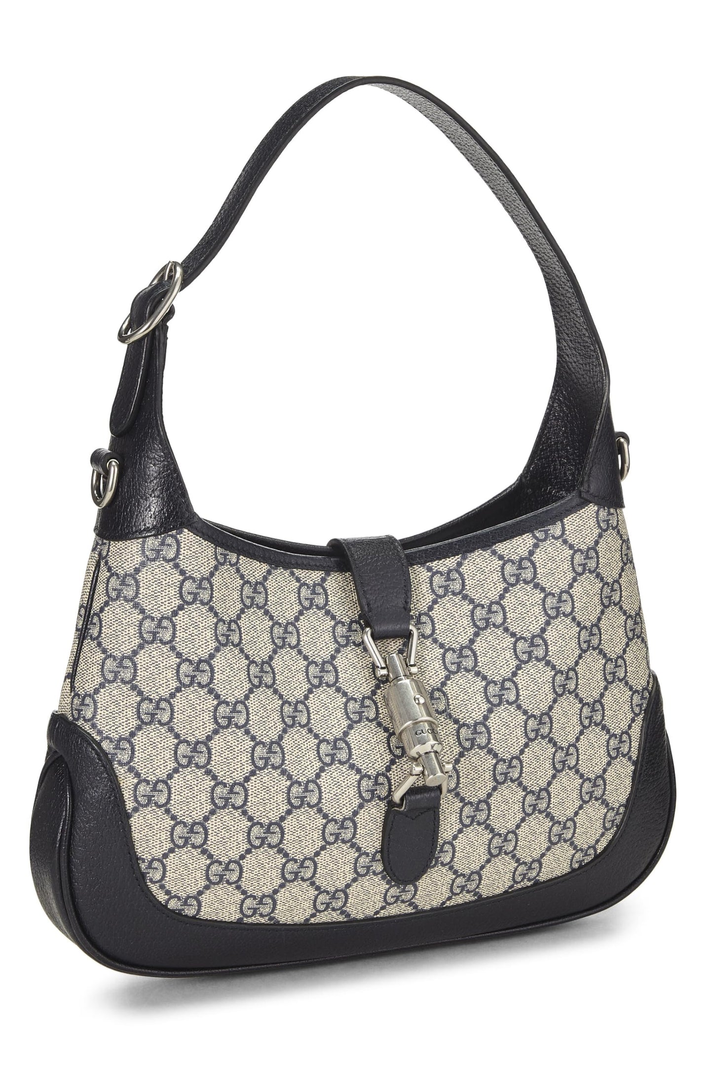 Gucci, Navy GG Supreme Canvas Web Jackie Shoulder Bag, Navy