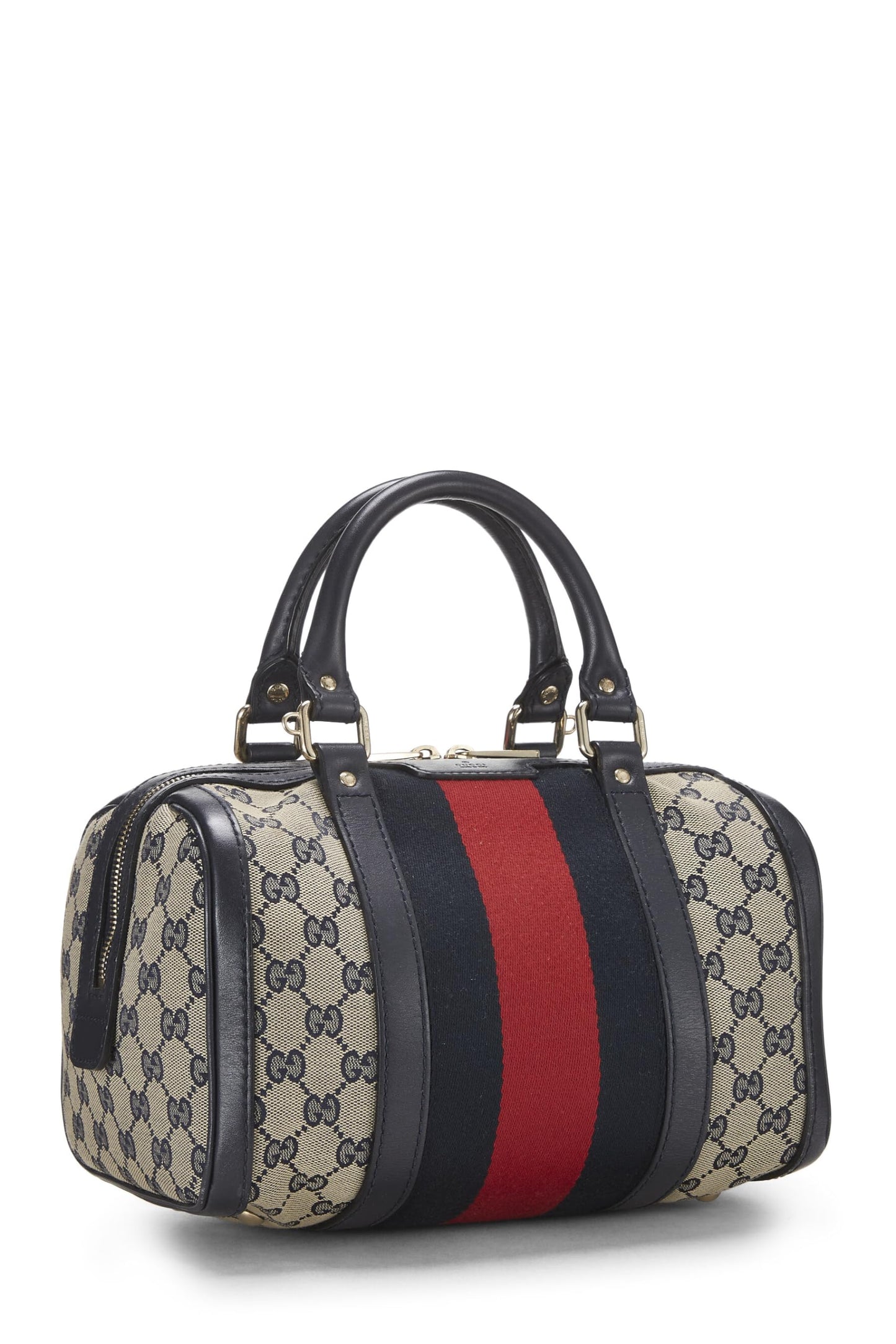 Gucci, Blue Original GG Canvas Web Boston Bag Small, Blue