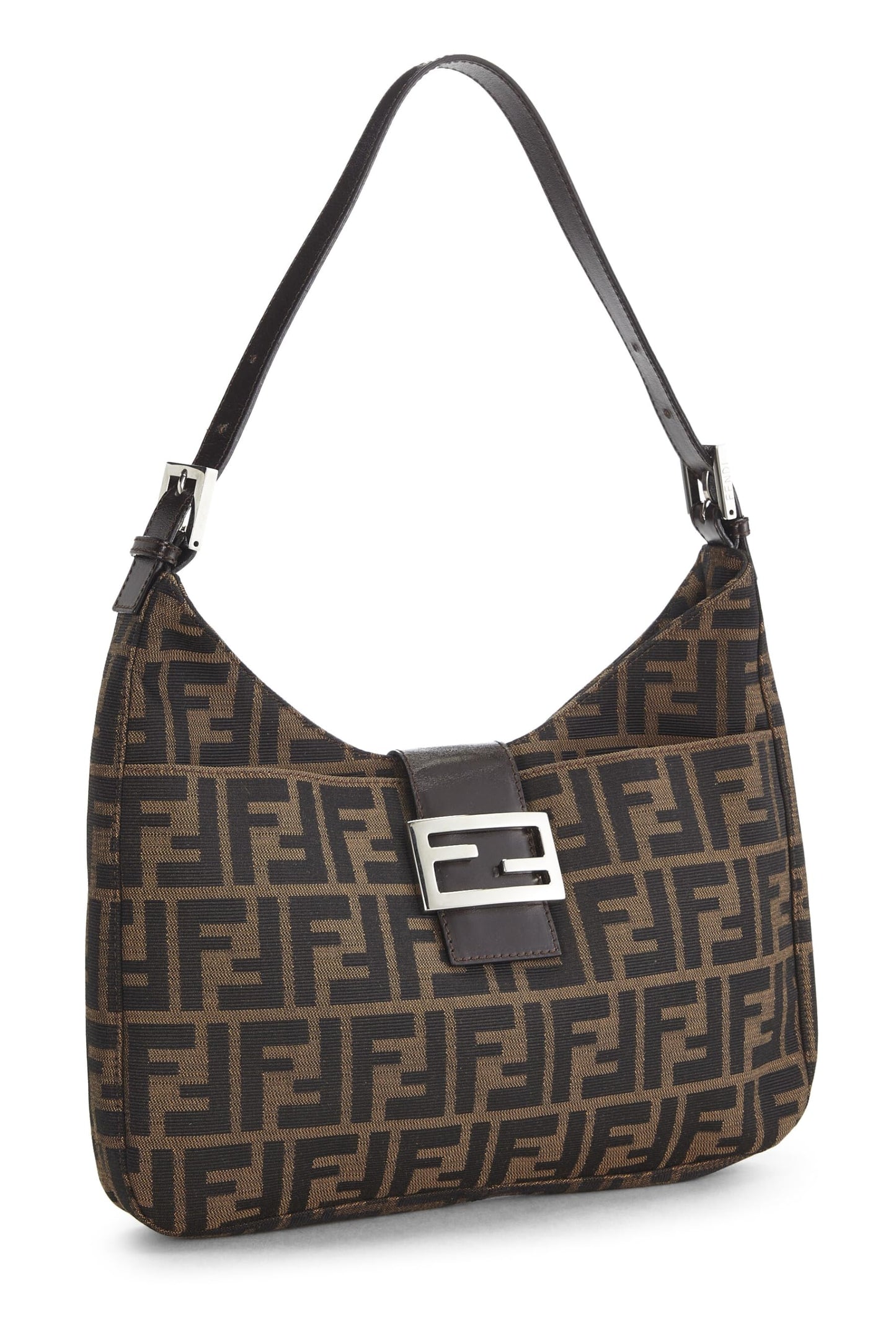 Fendi, Brown Zucca Canvas Shoulder Bag, Brown