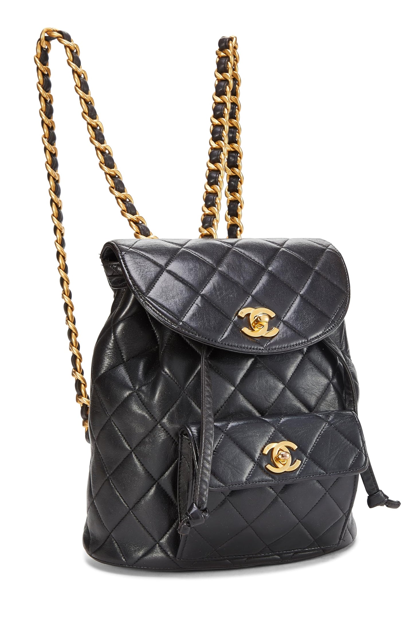 Chanel, Black Quilted Lambskin 'CC' Classic Backpack Small, Black