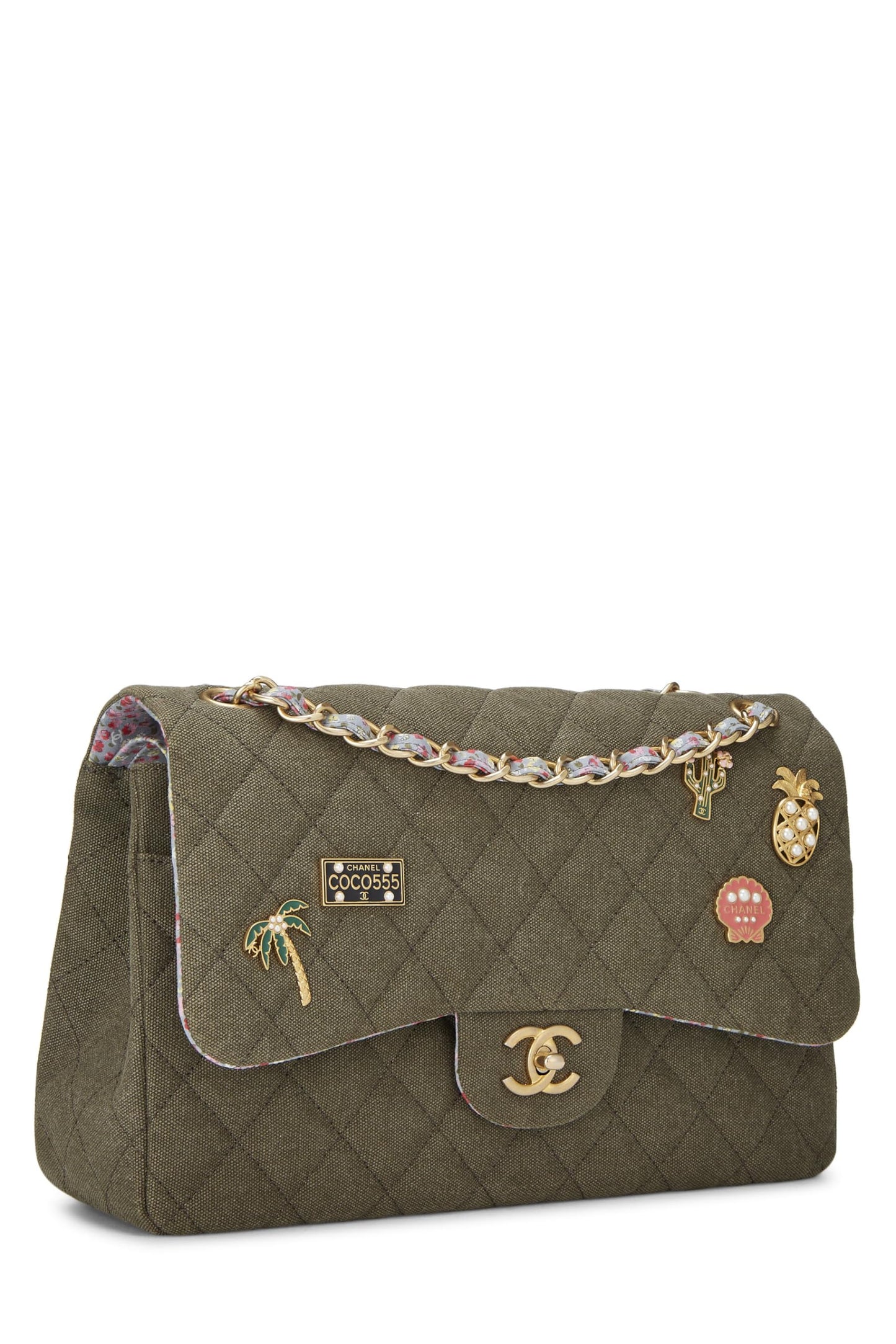 Chanel, Paris-Cuba Green Quilted Charms Classic Double Flap Jumbo, Green