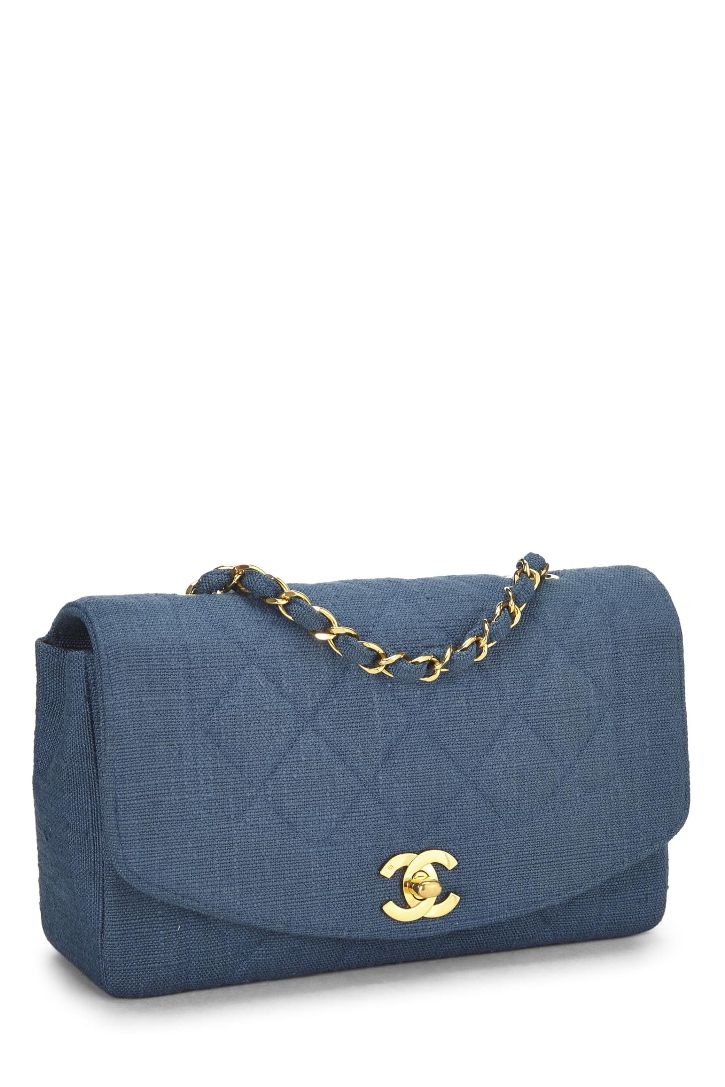 Chanel, Blue Quilted Linen Classic Double Flap Small, Blue