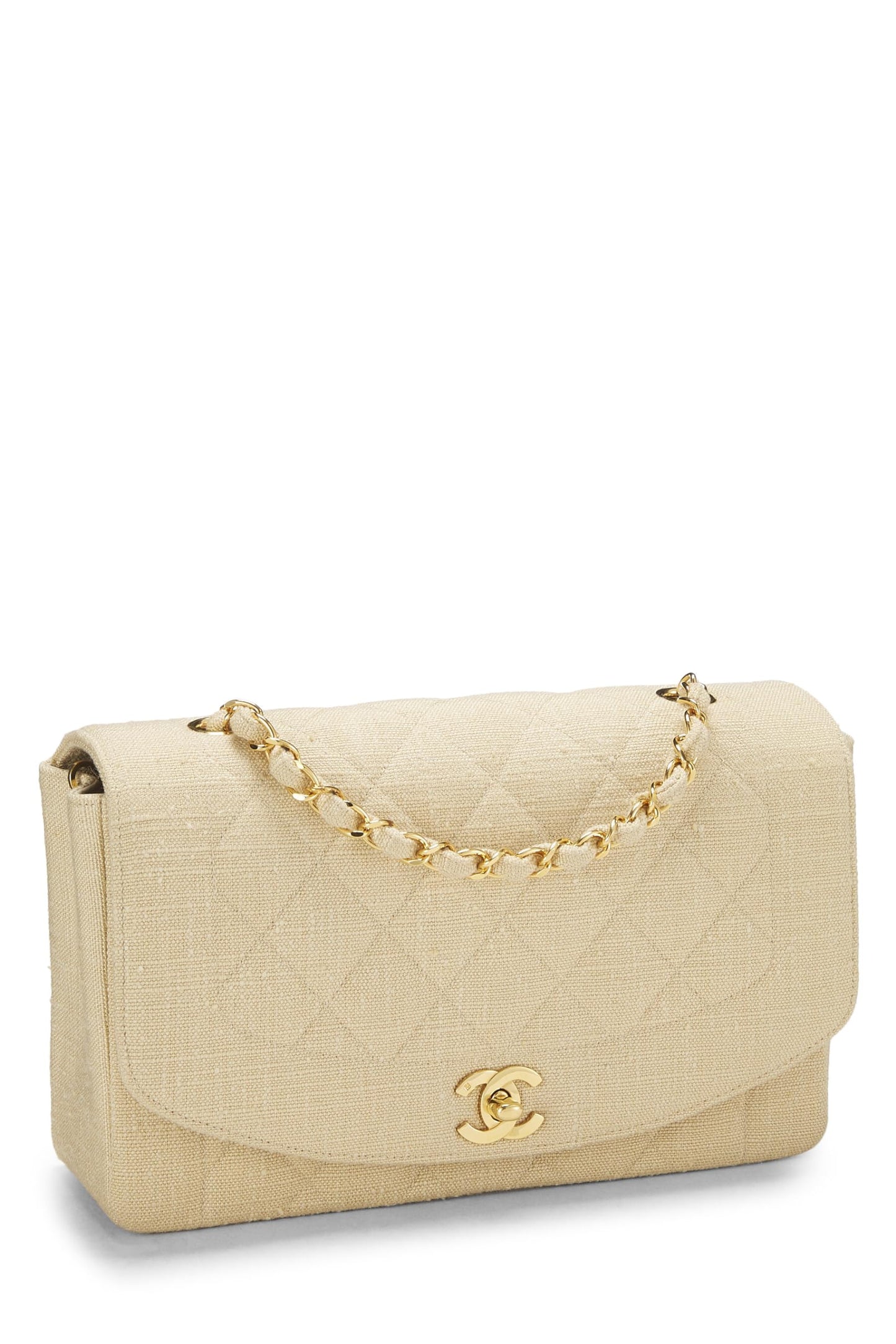 Chanel, Beige Quilted Linen Classic Flap Medium, Beige