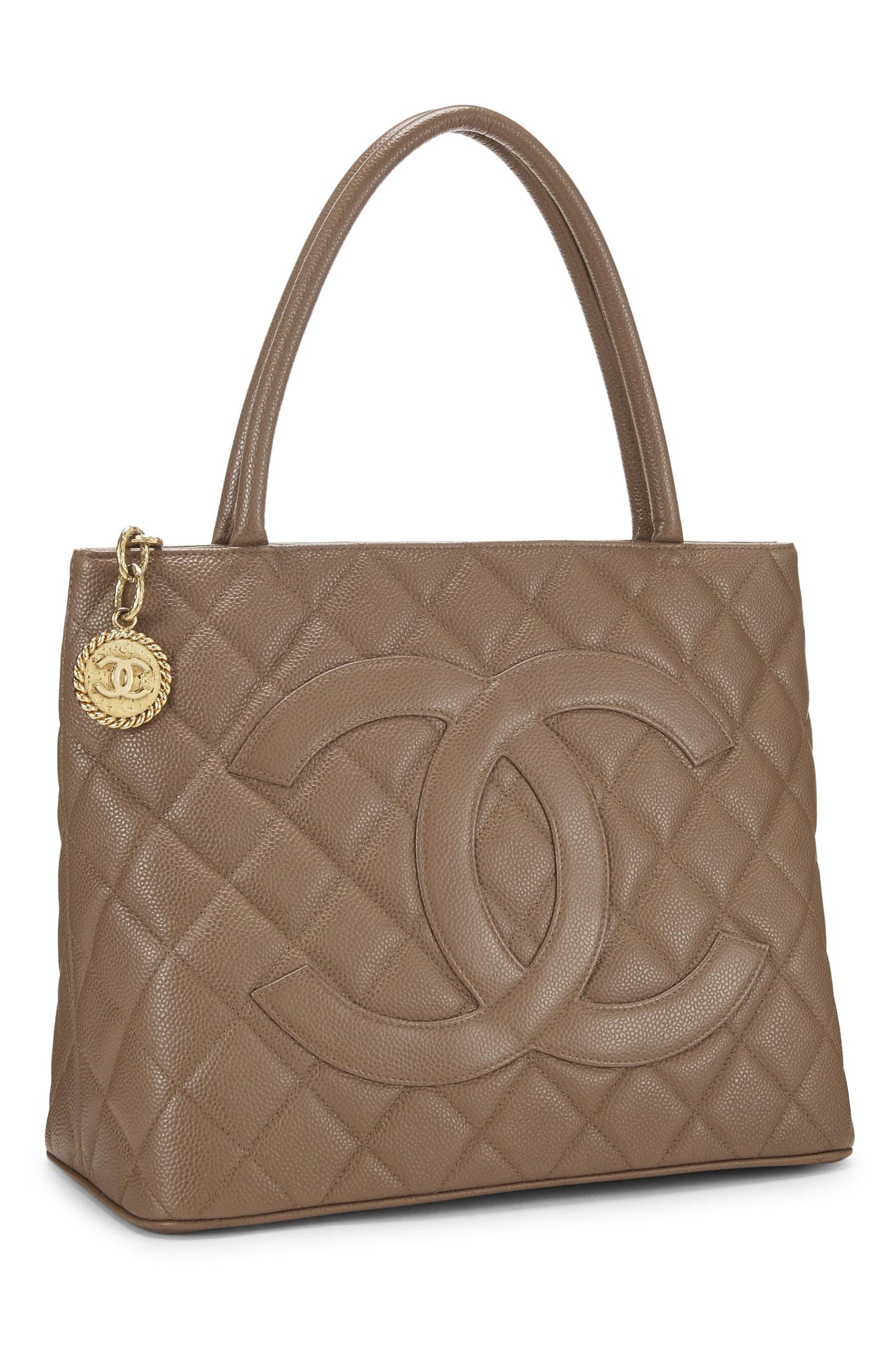 Chanel, Brown Quilted Caviar Medallion Tote, Brown