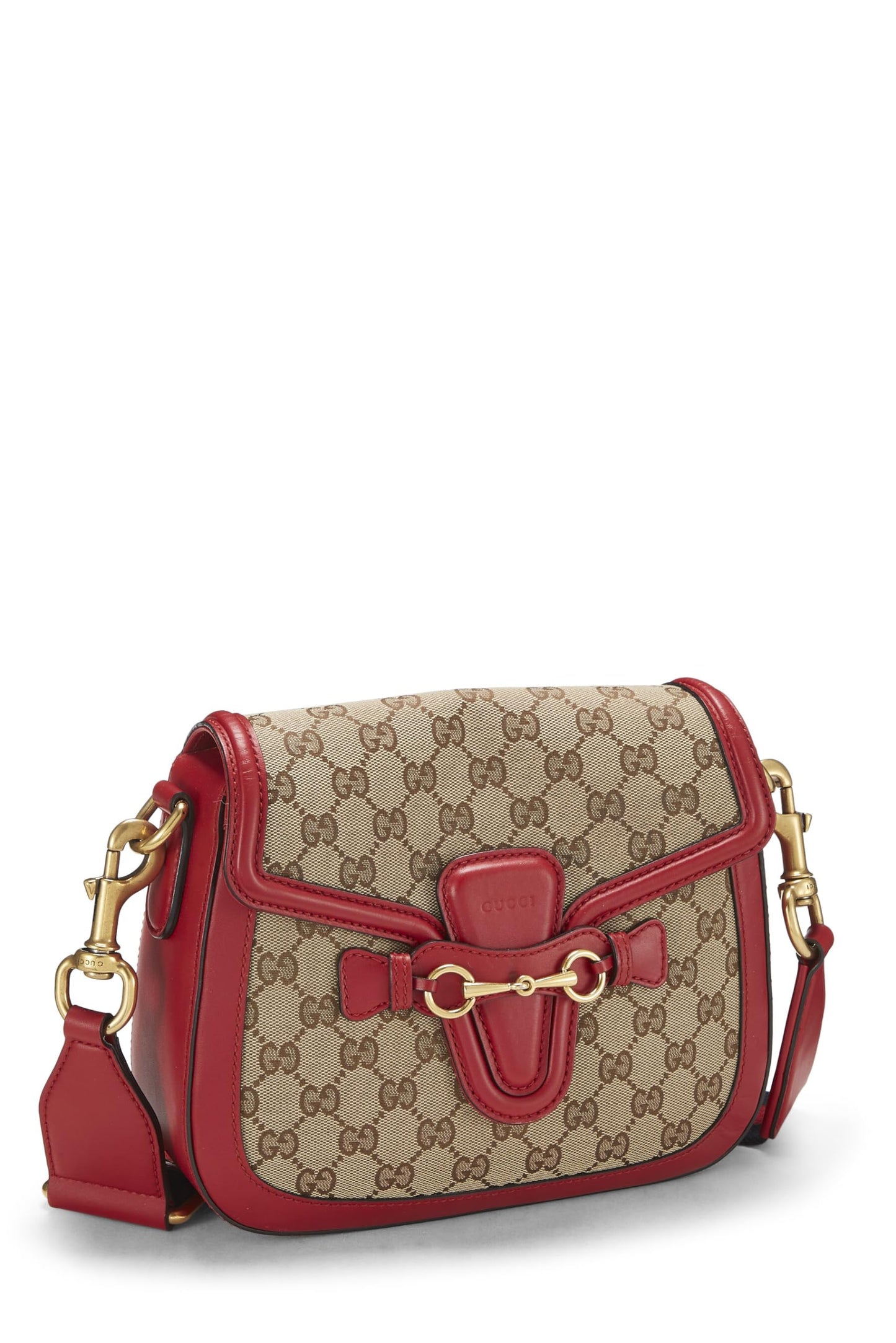 Gucci, Red Original GG Canvas Lady Web Shoulder Bag Small, Red