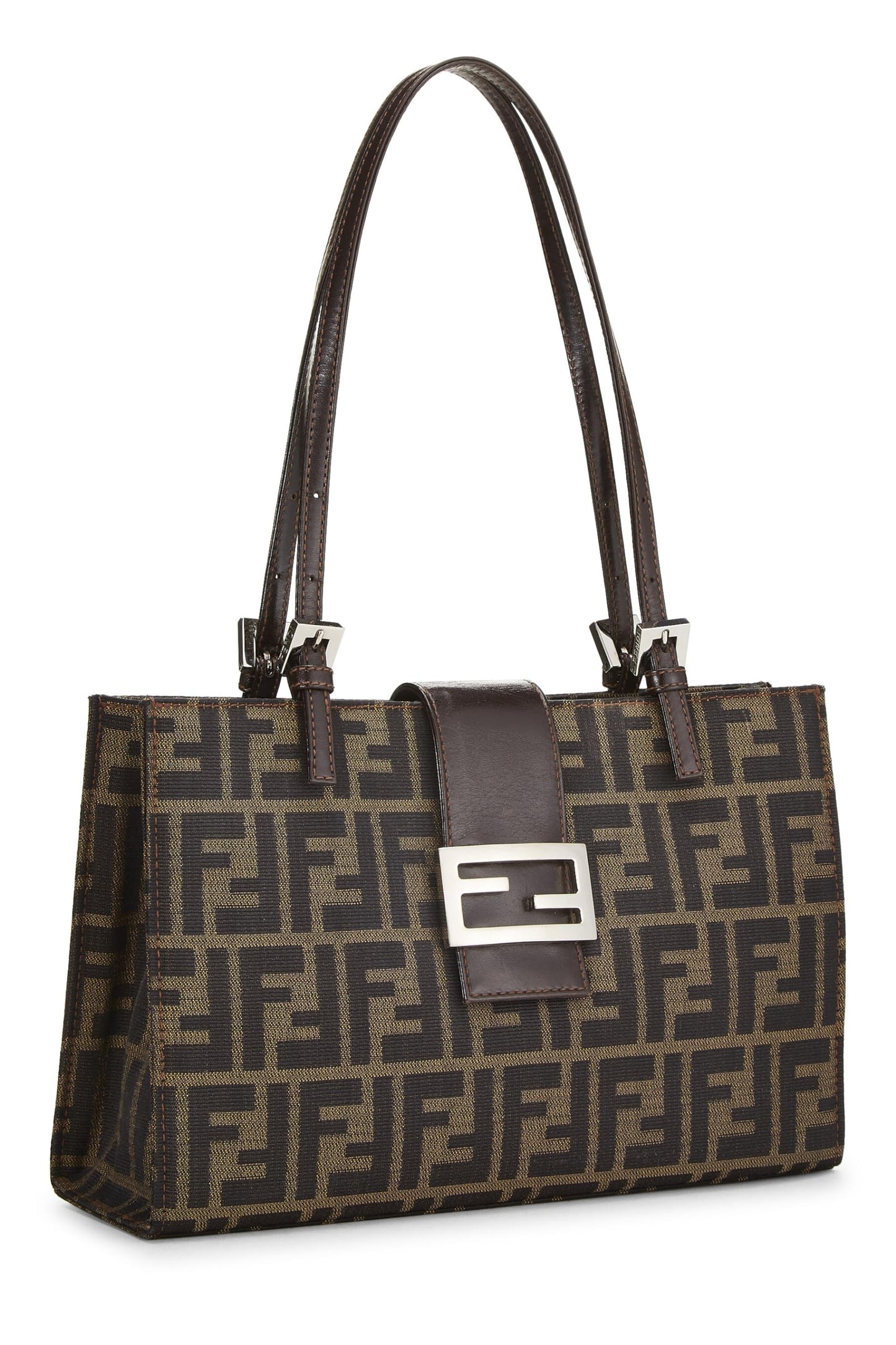 Fendi, Brown Zucca Canvas Shopping Tote Small, Brown