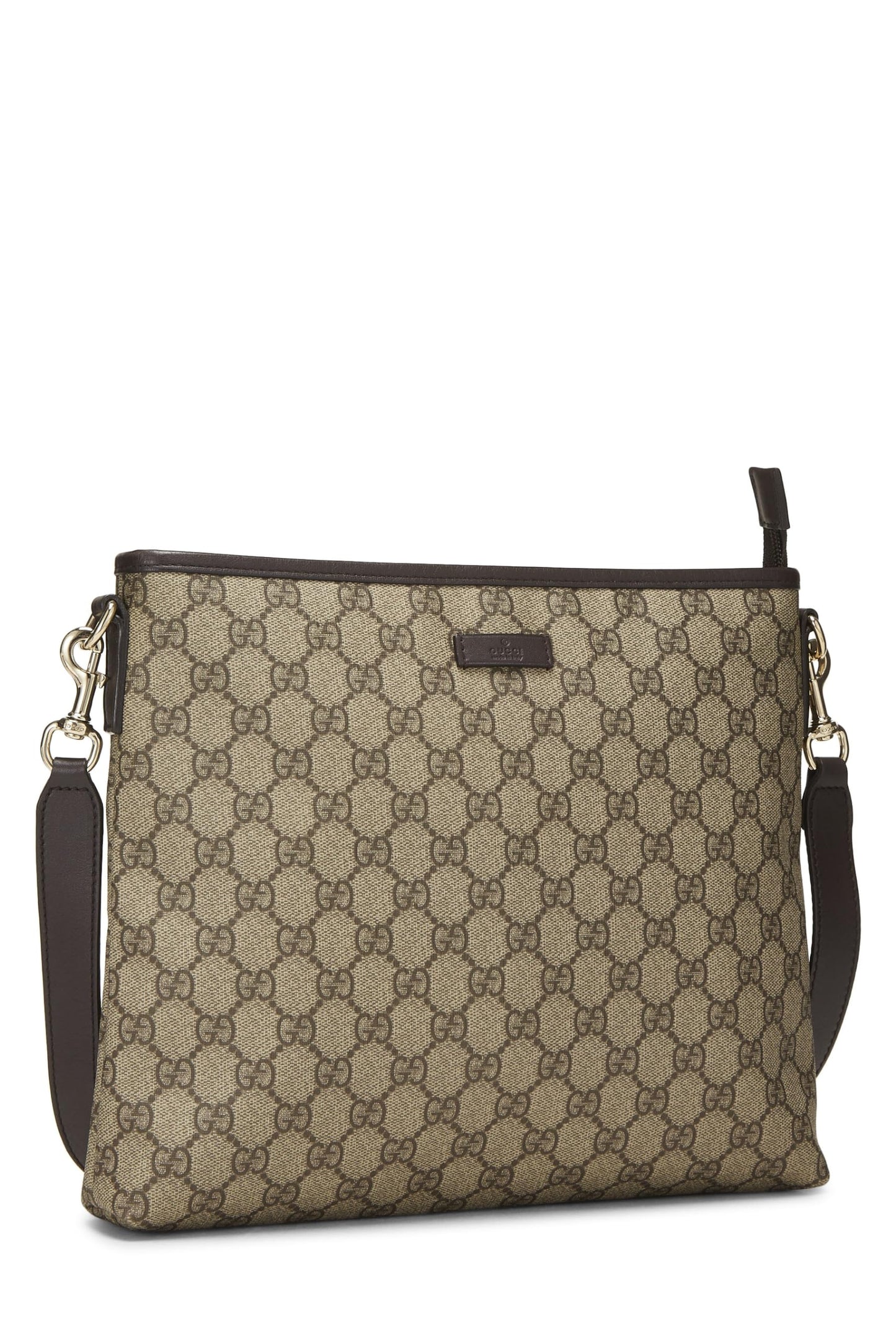 Gucci, Brown Original GG Supreme Canvas Zip Flat Messenger, Brown