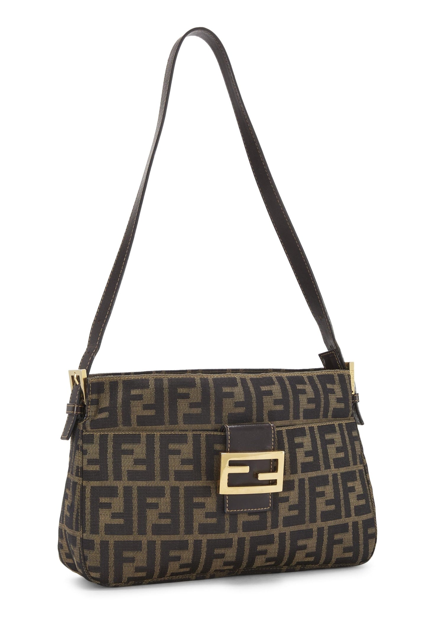 Fendi, Brown Zucca Canvas Shoulder Bag, Brown