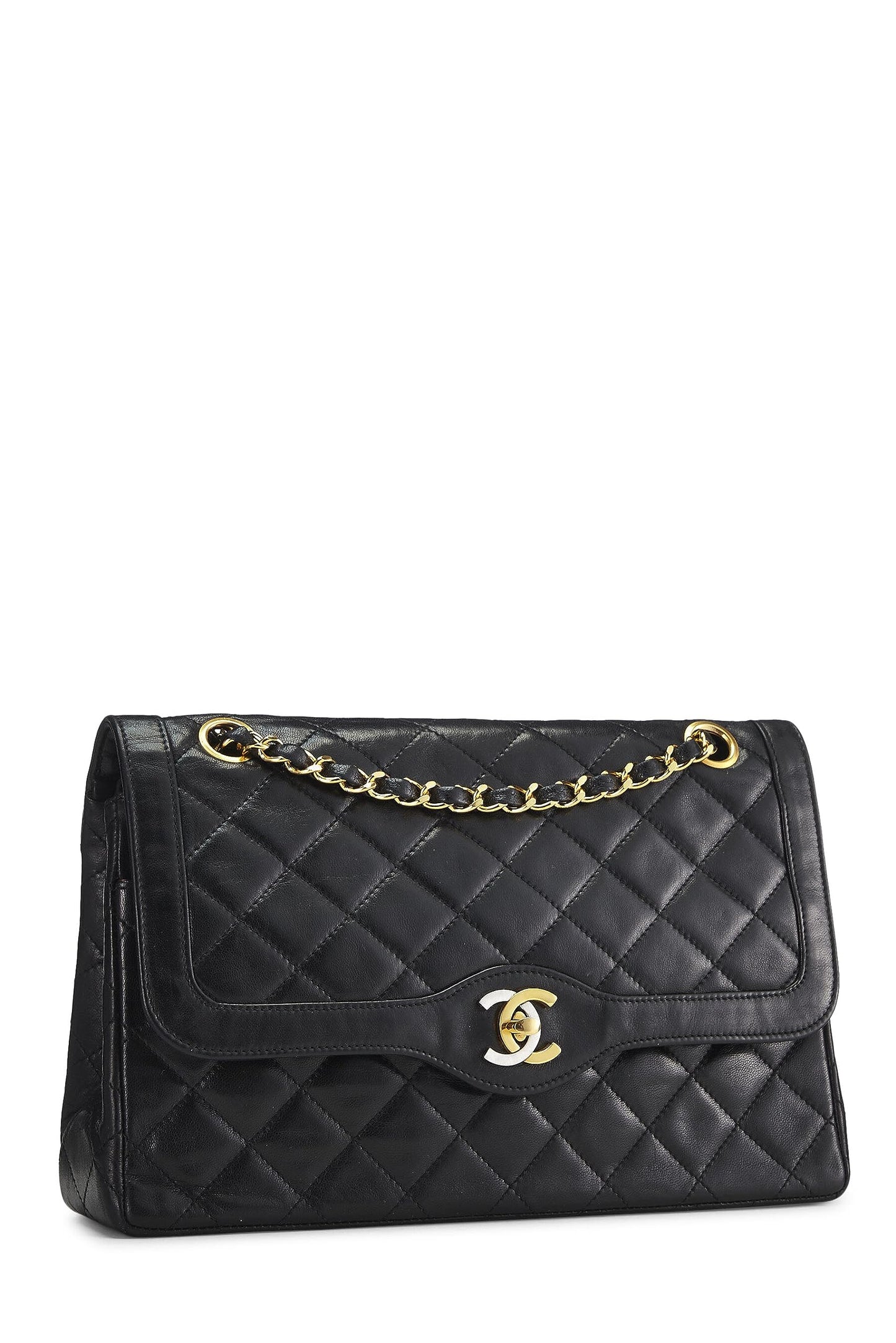Chanel, Black Quilted Lambskin Paris Limited Double Flap Medium, Black