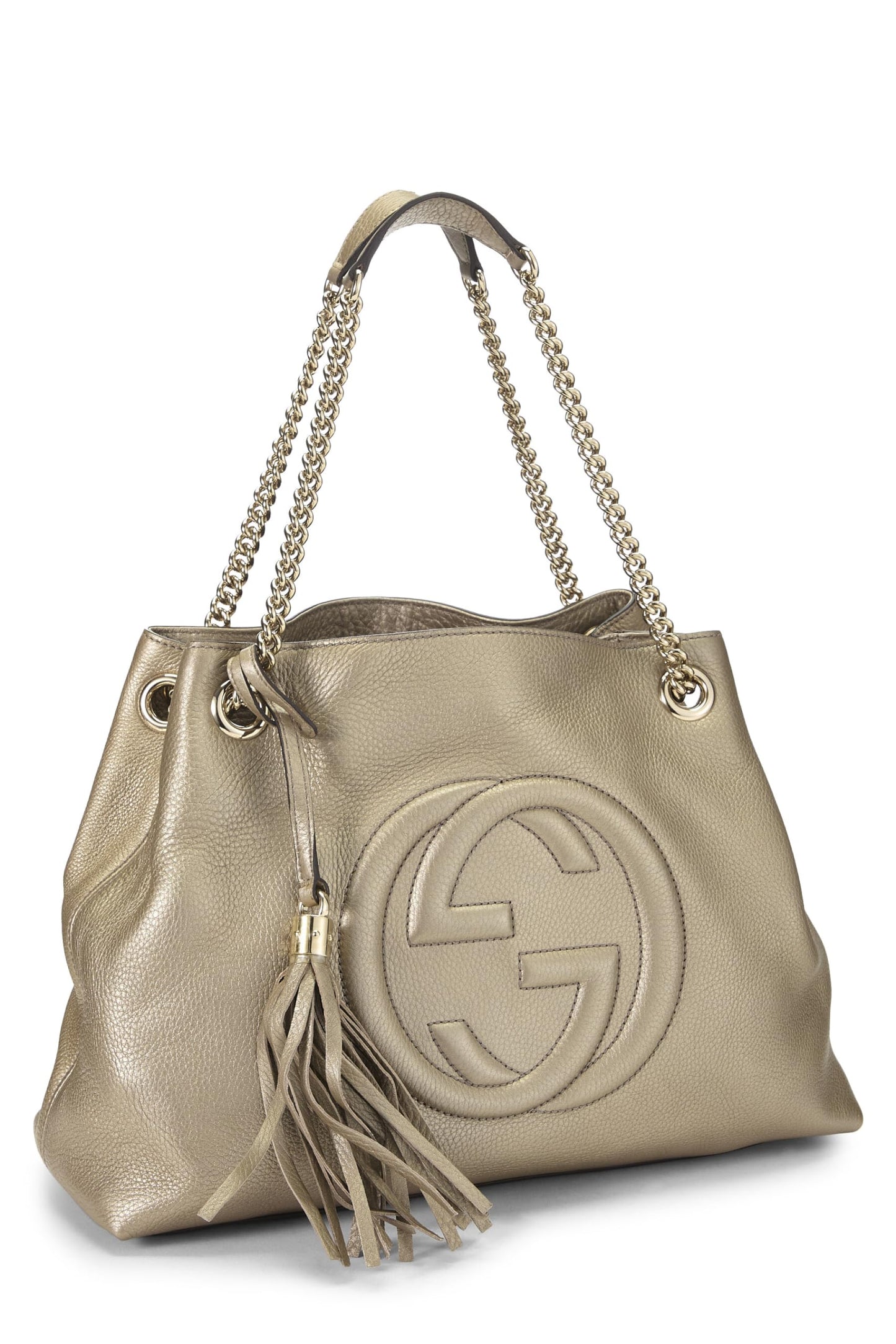 Gucci, Gold Metallic Leather Soho Chain Tote, Gold