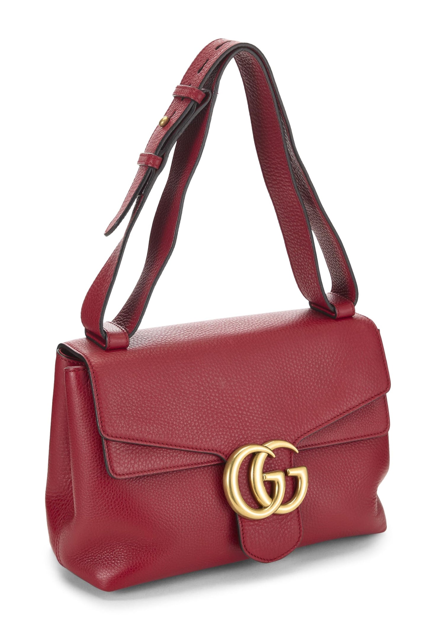 Gucci, Red Leather GG Marmont Shoulder Bag, Red
