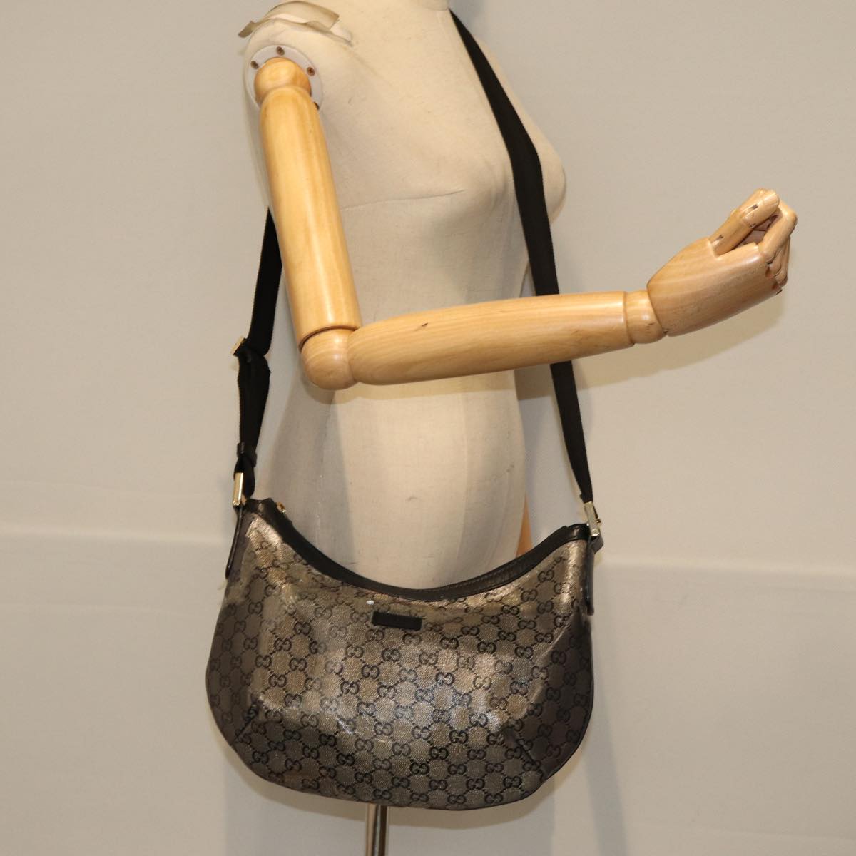 GUCCI GG Crystal Shoulder Bag Gold Navy 181092 85615