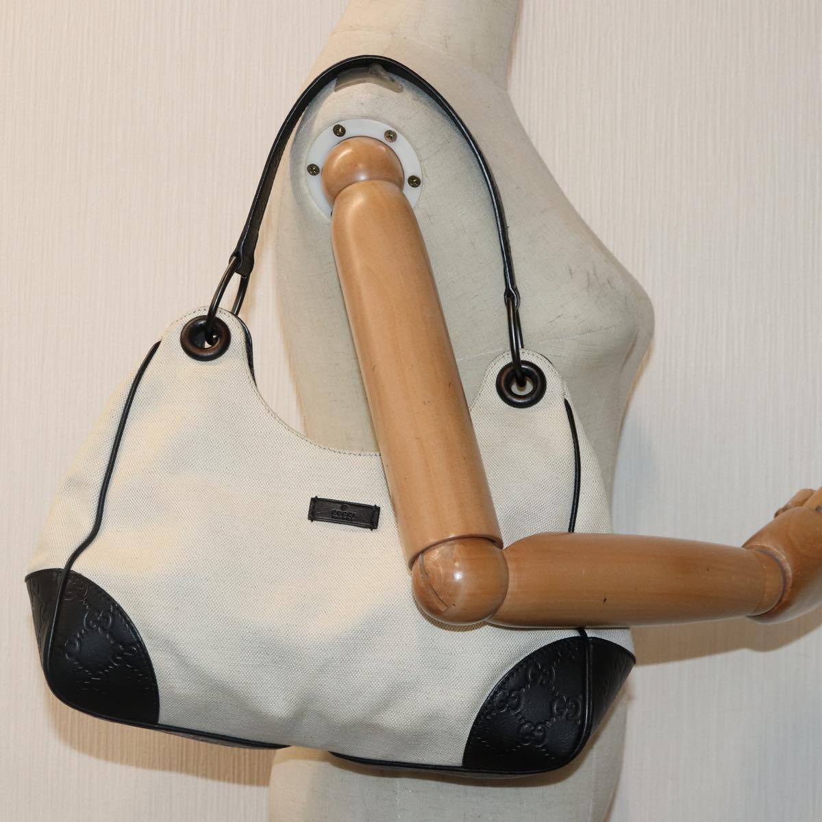 GUCCI Shoulder Bag Canvas Leather Outlet Brown White 257265 87915