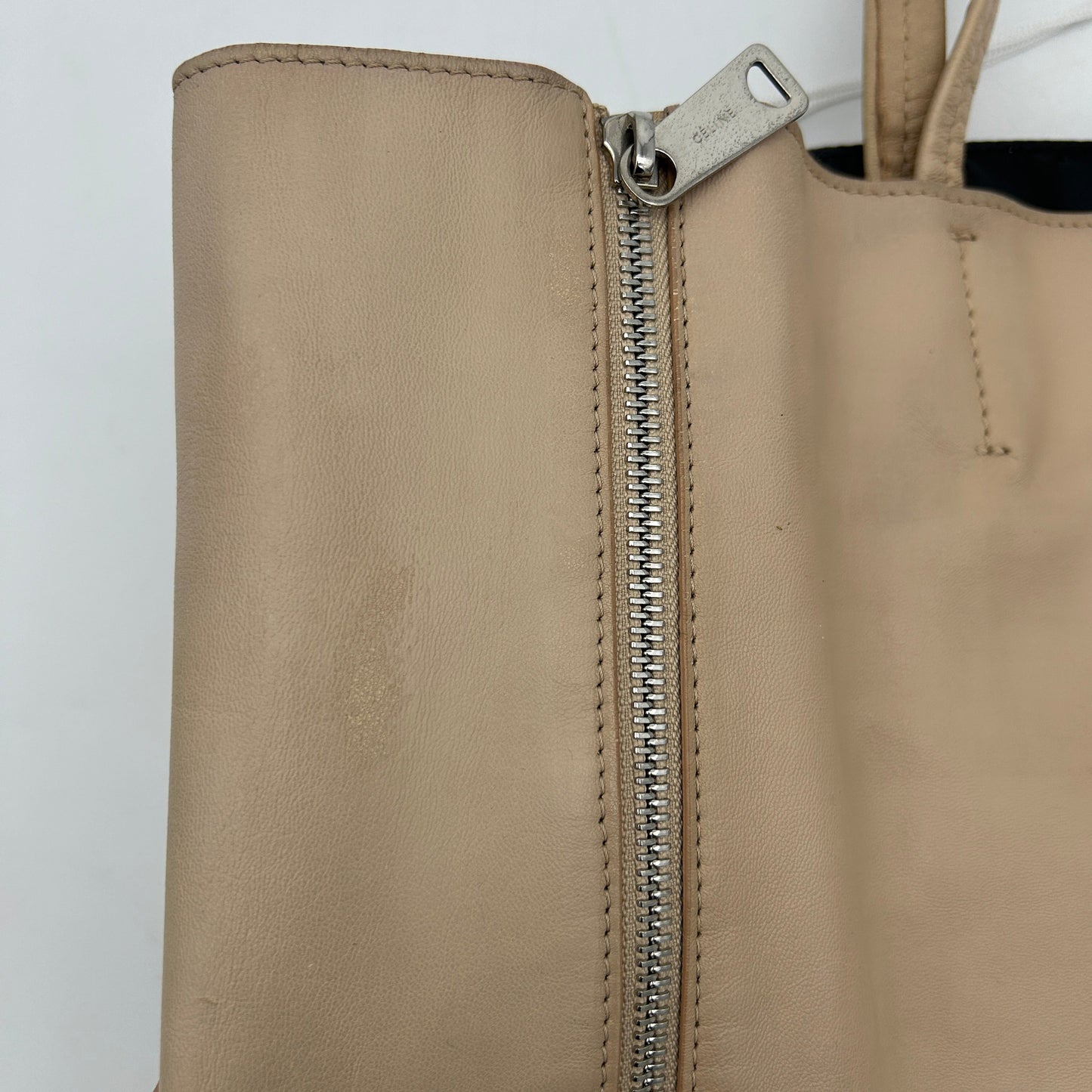 Celine Cabas Medium Cream Vertical Zip Tote Bag