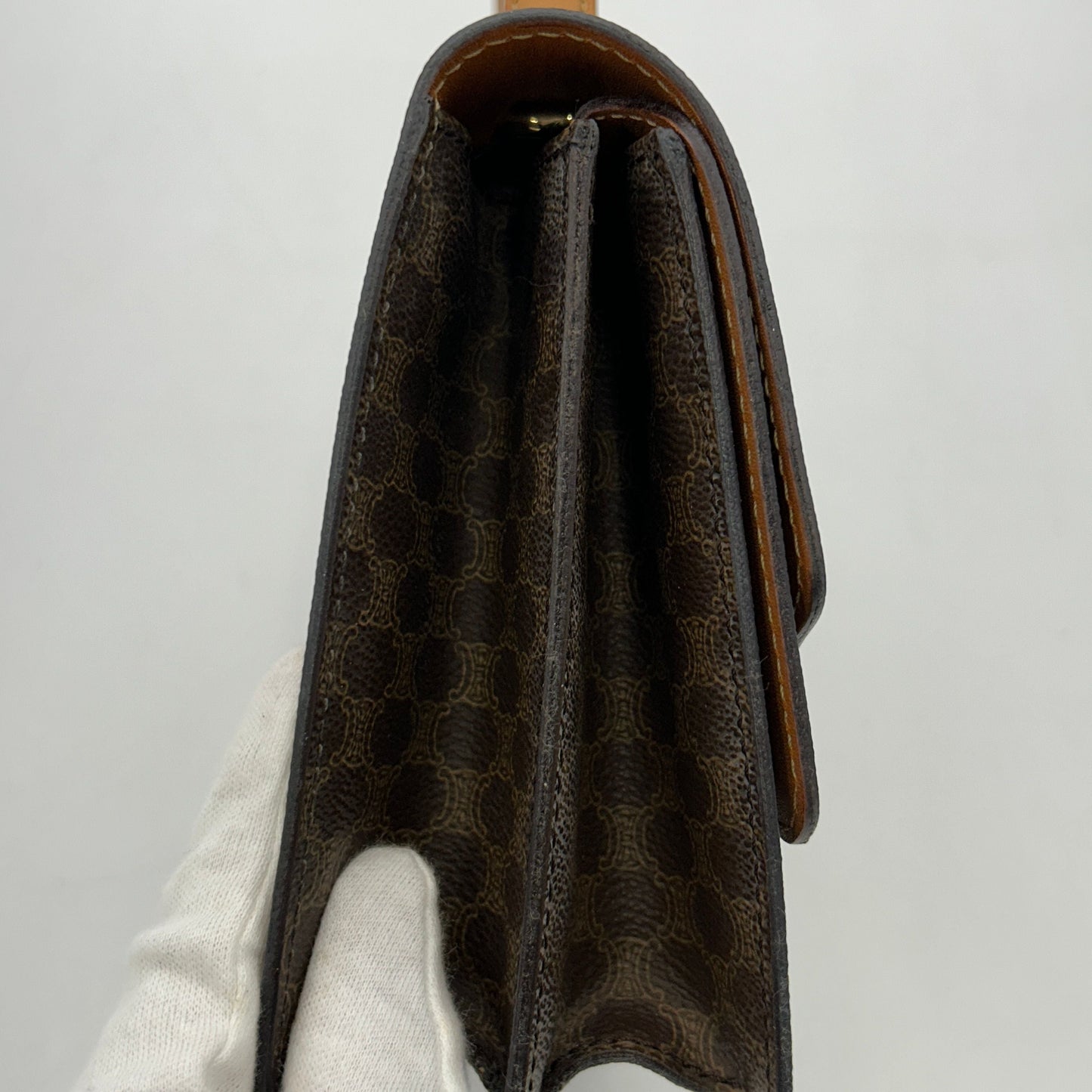 CELINE Macadam Canvas Hand Bag PVC Brown 2101217990394