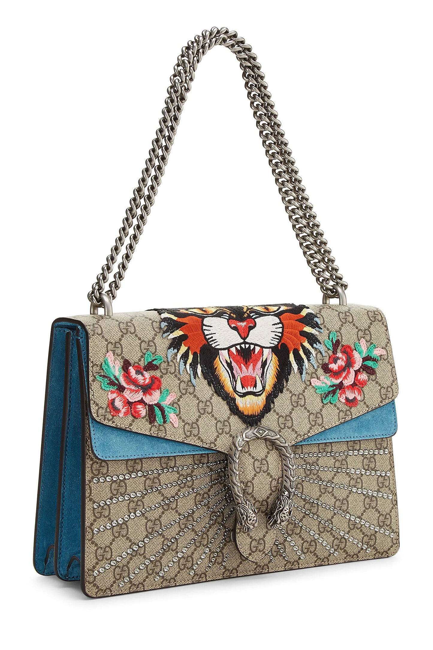 Gucci, Blue GG Supreme Canvas Embellished Tiger Dionysus Shoulder Medium, Blue