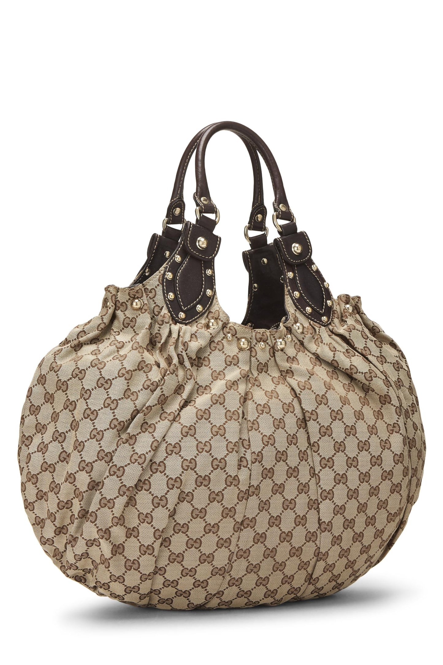 Gucci, Brown Original GG Canvas Studded Pelham Tote Large, Brown