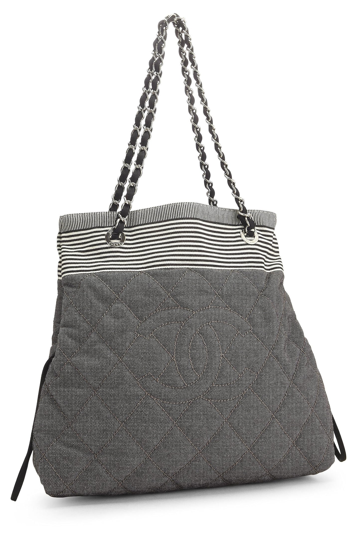 Chanel, Black Denim 'CC' Bon Bon Tote Medium, Black