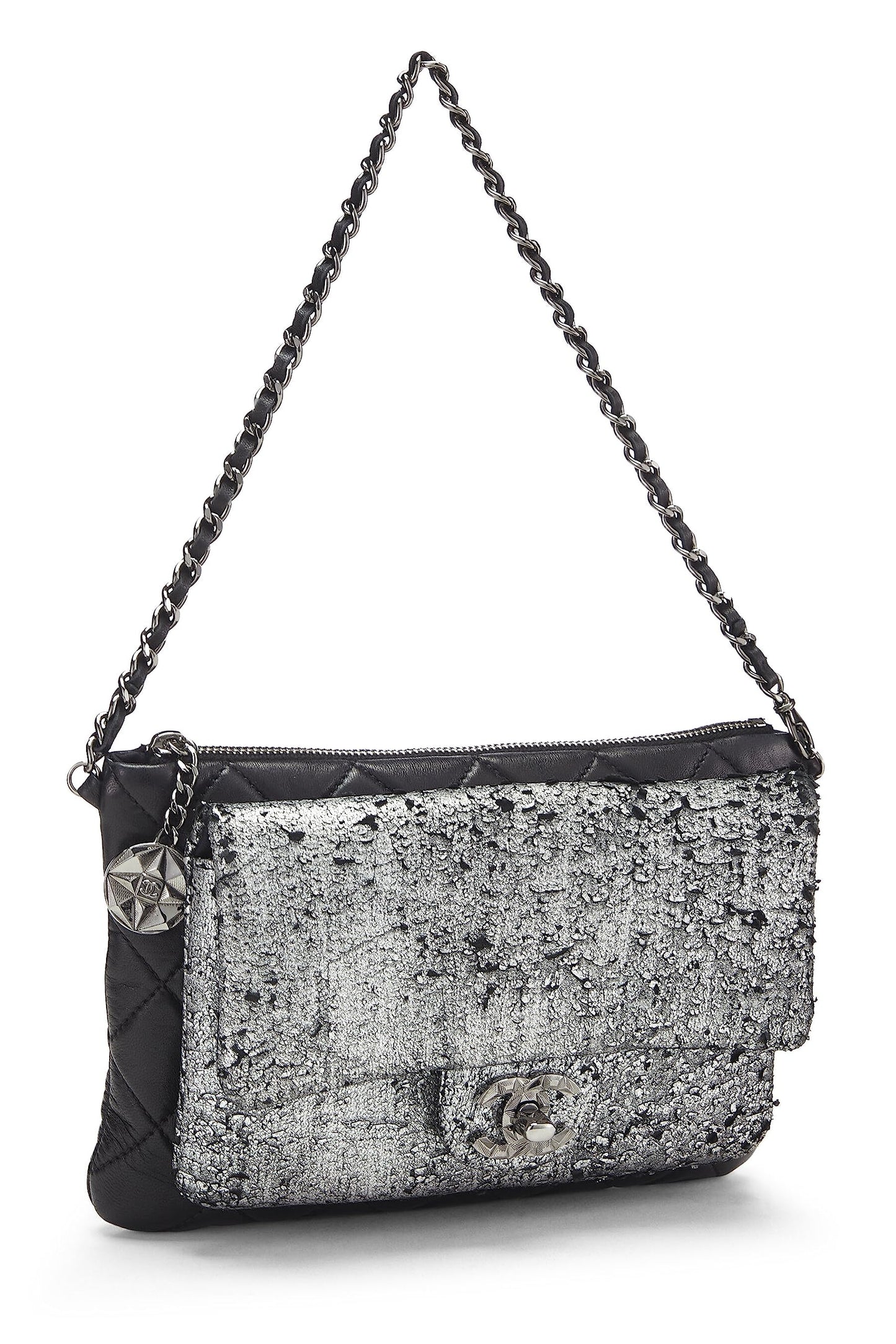 Chanel, Silver Metallic Lambskin Mineral Nights Evening Bag, Multi