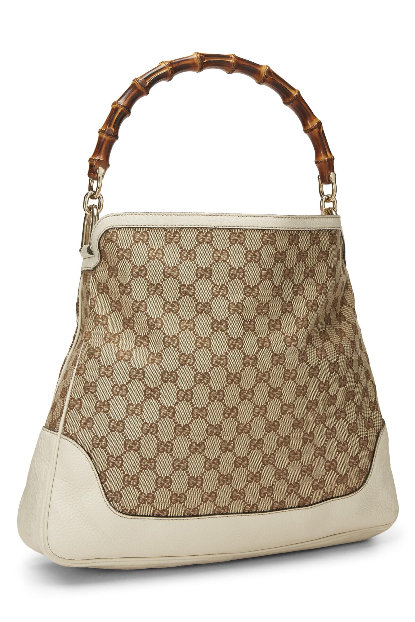 Gucci, Cream Original GG Canvas Diana Bamboo Hobo Large, Cream