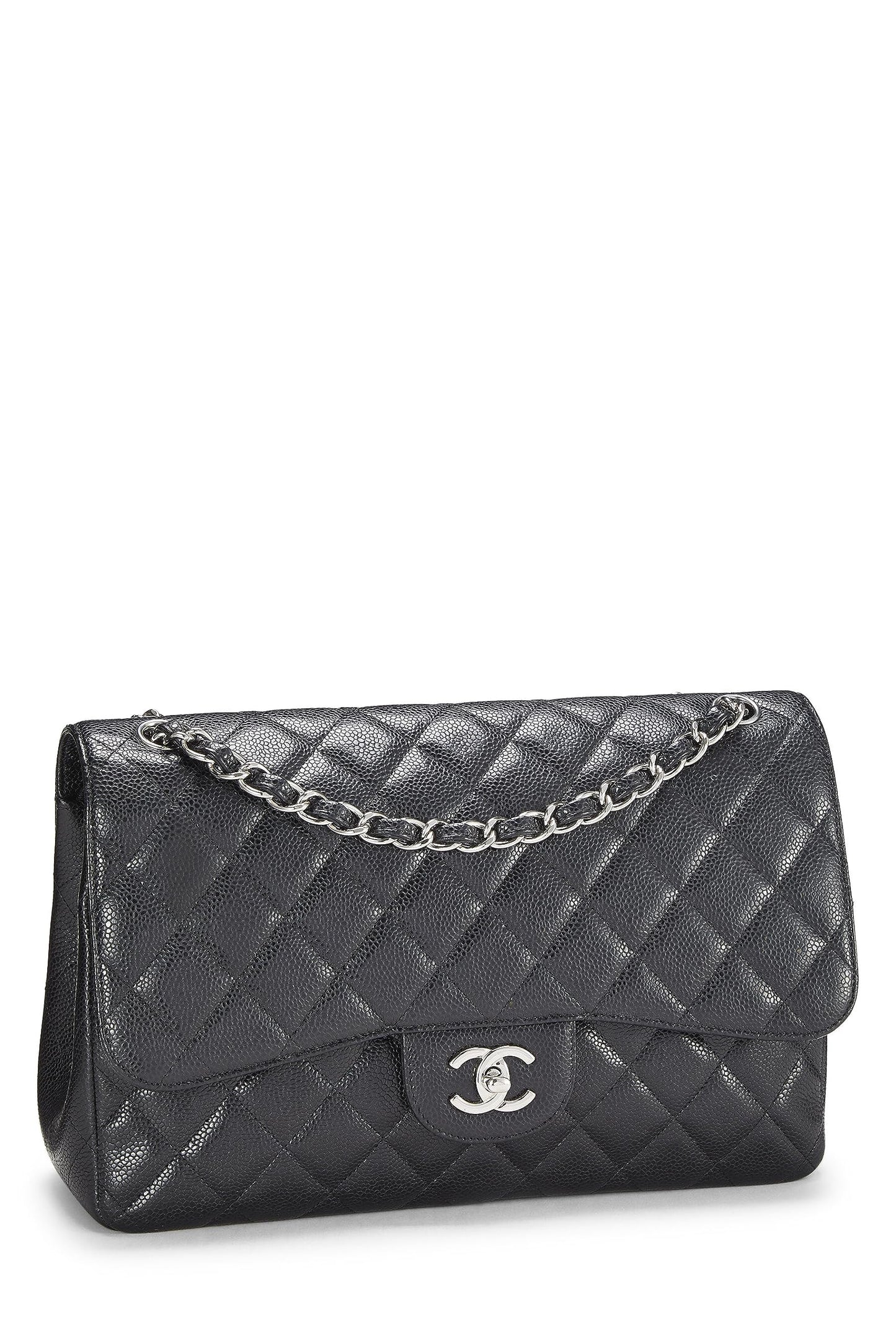 Chanel, Black Quilted Caviar New Classic Flap Jumbo, Black