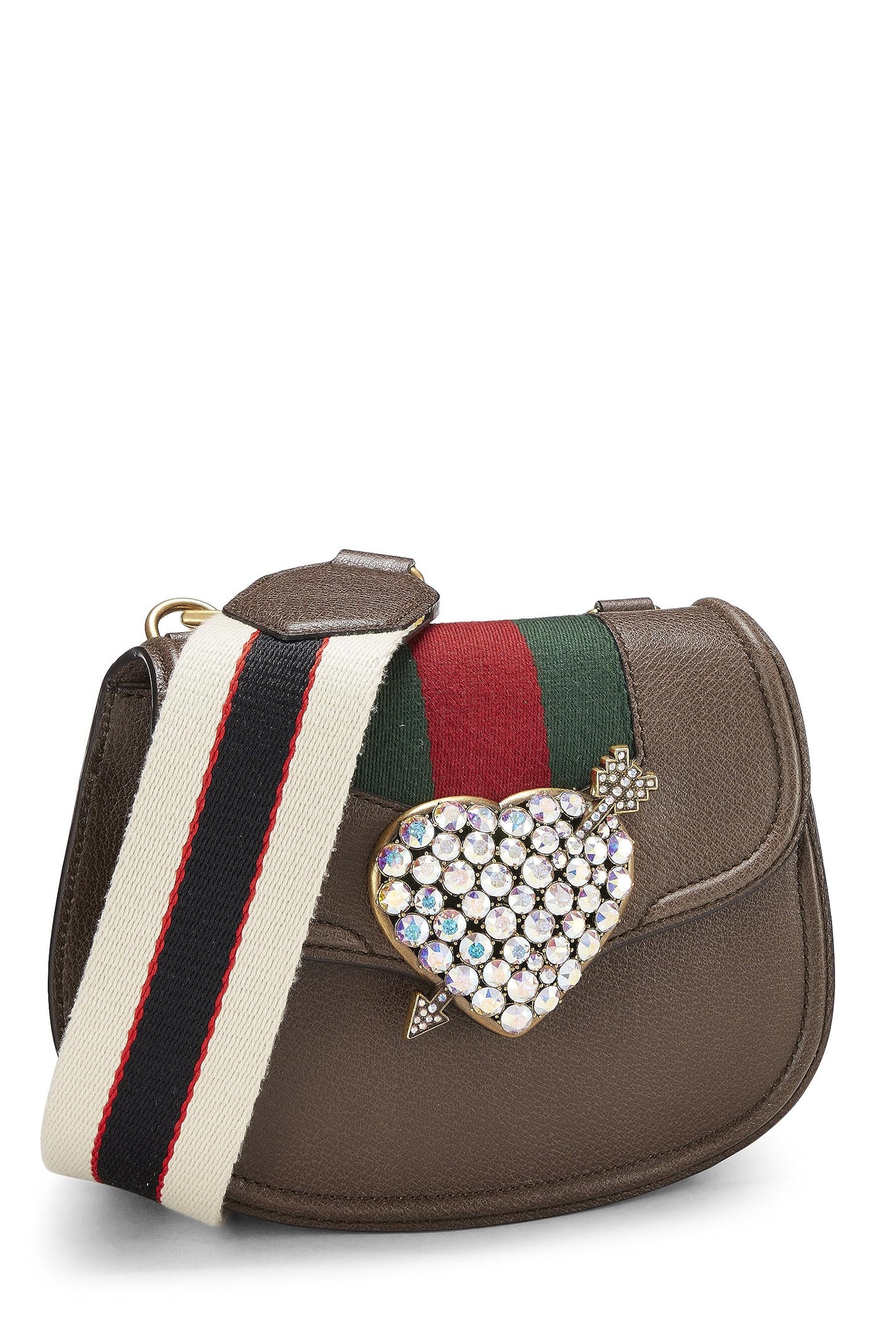 Gucci, Brown Leather Web Linea Totem Shoulder Bag Small, Brown
