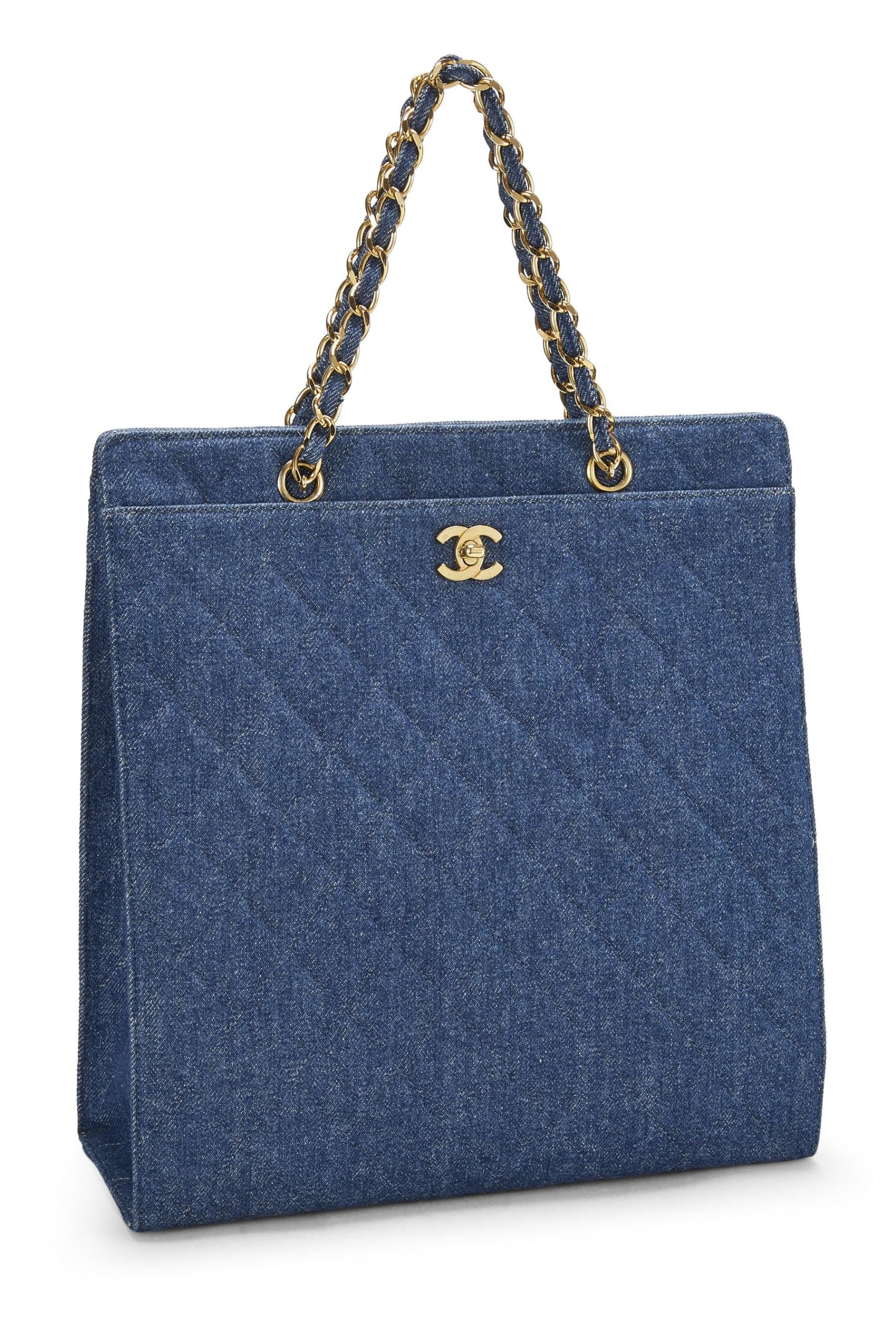 Chanel, Blue Quilted Denim Tote Medium, Blue