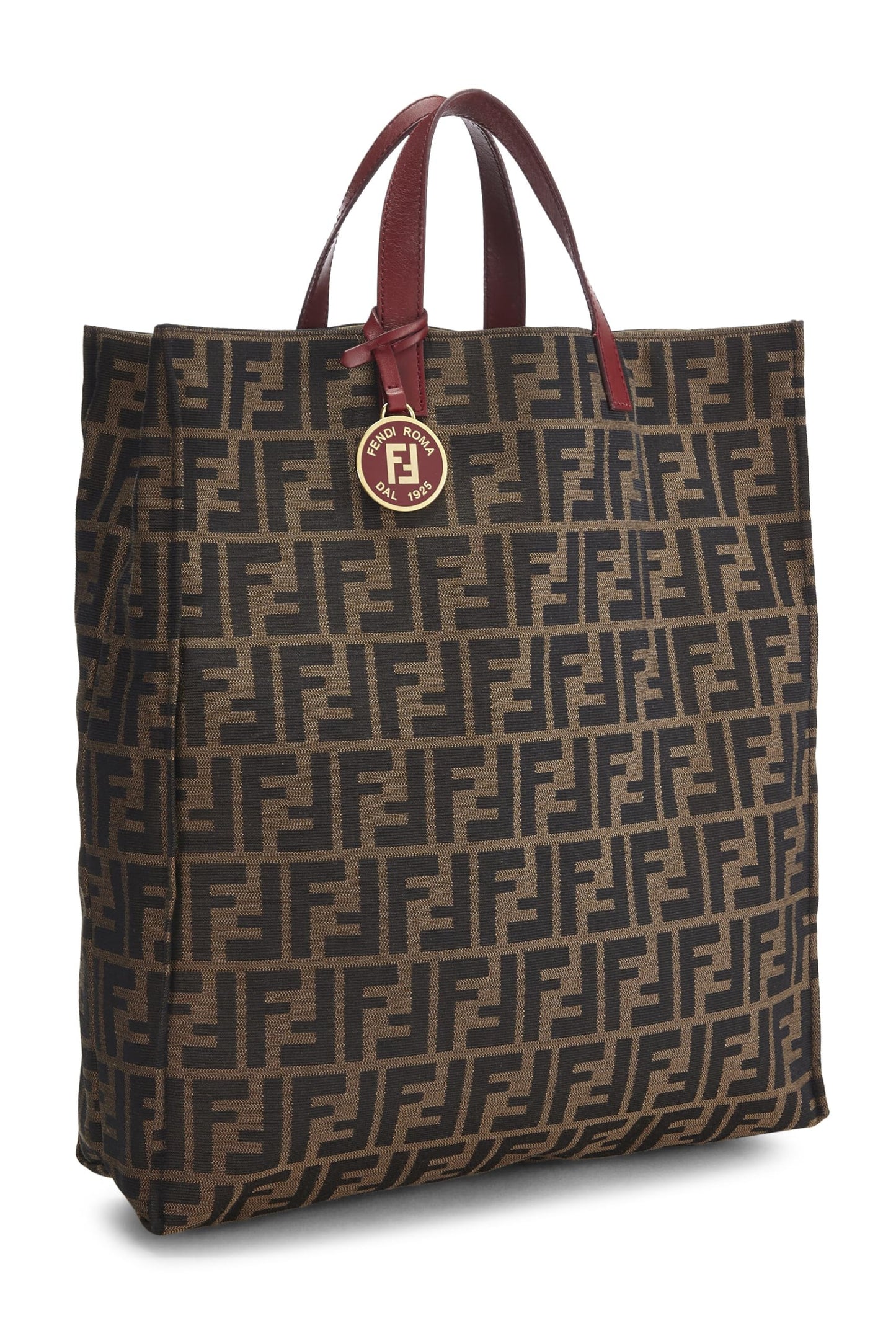 Fendi, Brown Zucca Canvas Vertical Tote Medium, Red