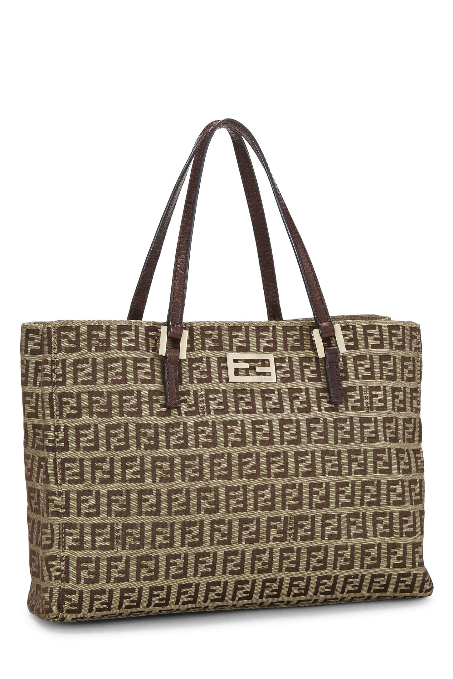 Fendi, Brown Zucchino Canvas Tote Small, Brown
