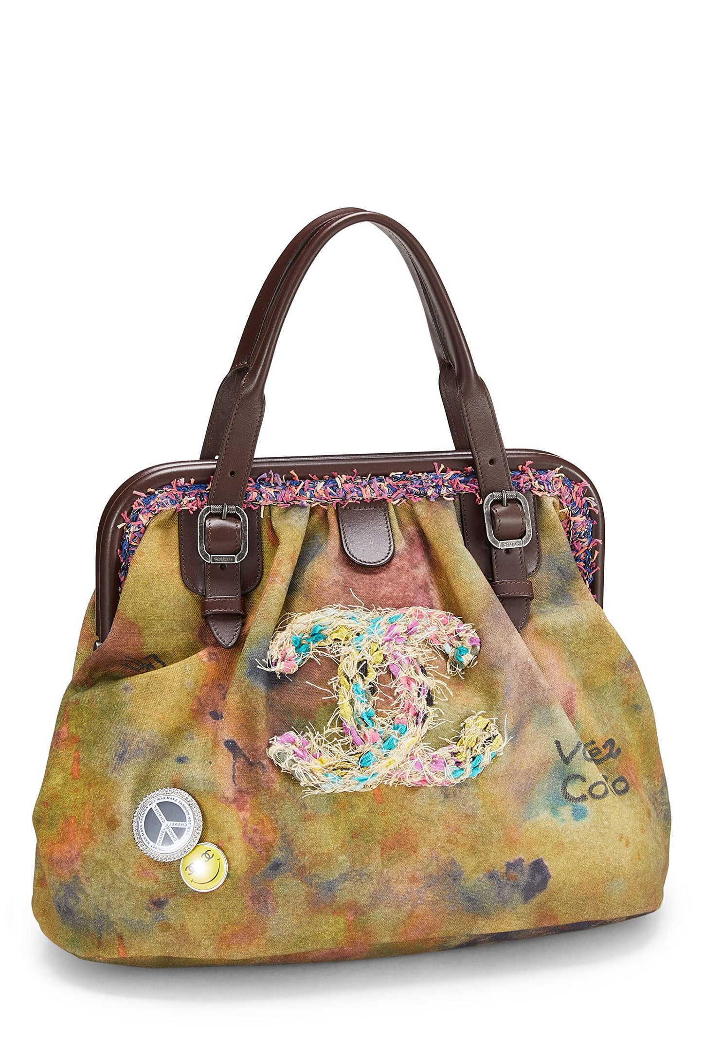 Chanel, Green Graffiti Canvas On The Pavements Bowling Bag, Green