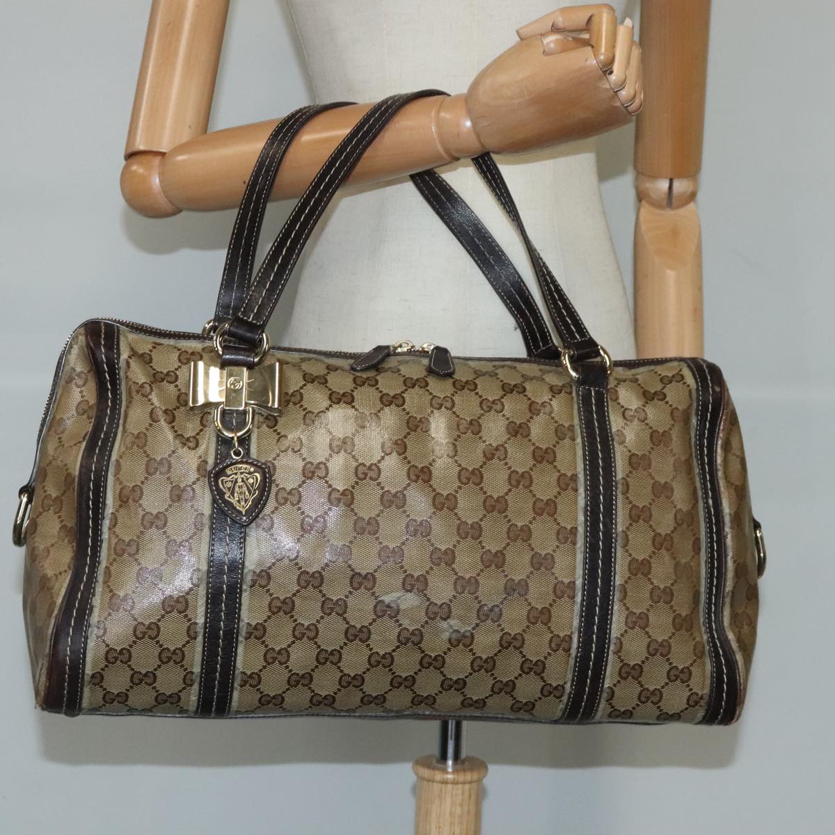 GUCCI GG crystal Hand Bag Beige Gold 181488 99035