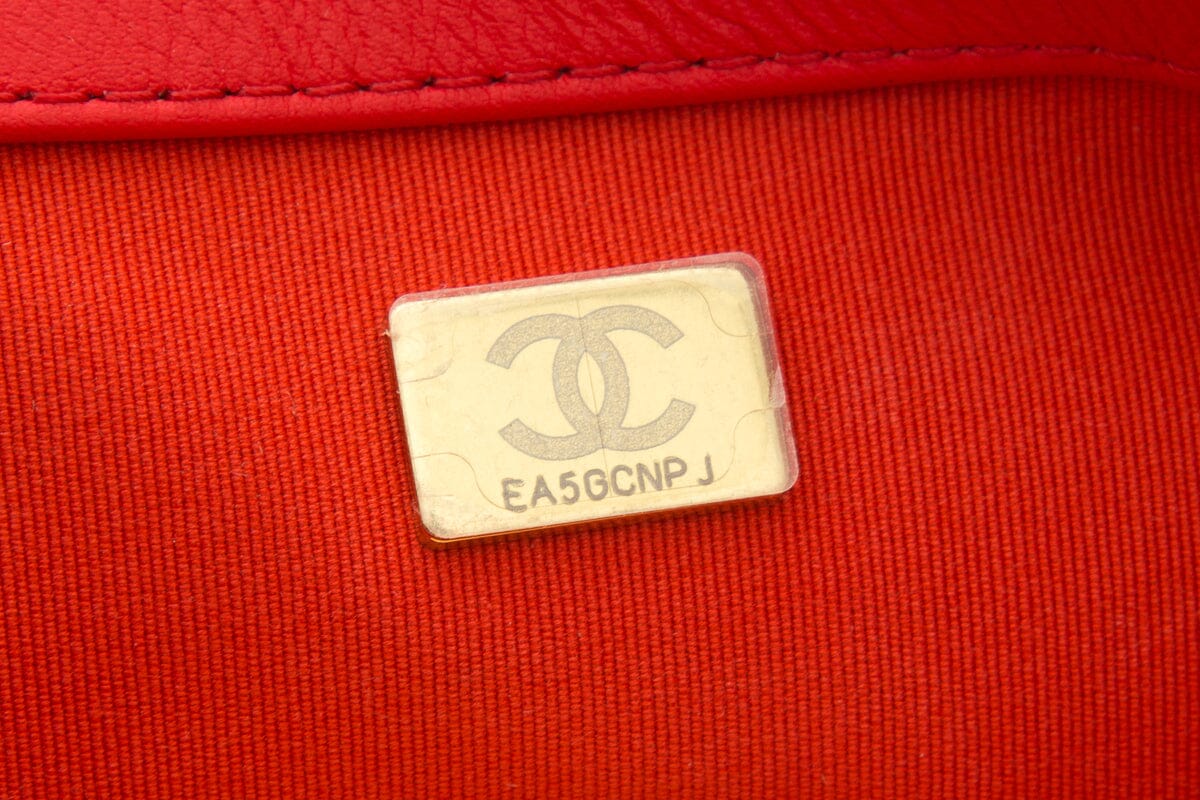 Chanel Tweed Quilted Flap Red & White Handbag