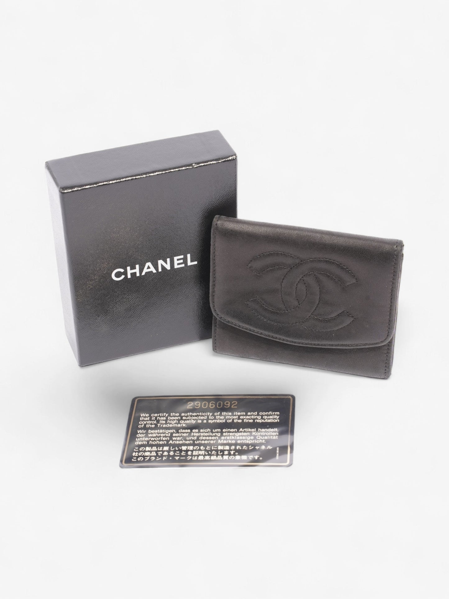 Chanel Coco Mark Lambskin Coin Purse Black Lambskin Leather