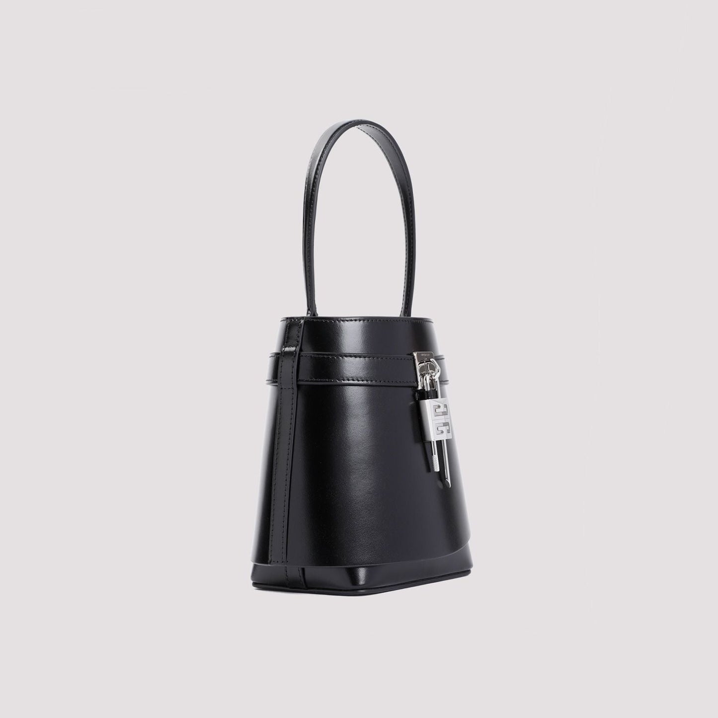 SHARK LOCK LEATHER BUCKET BAG