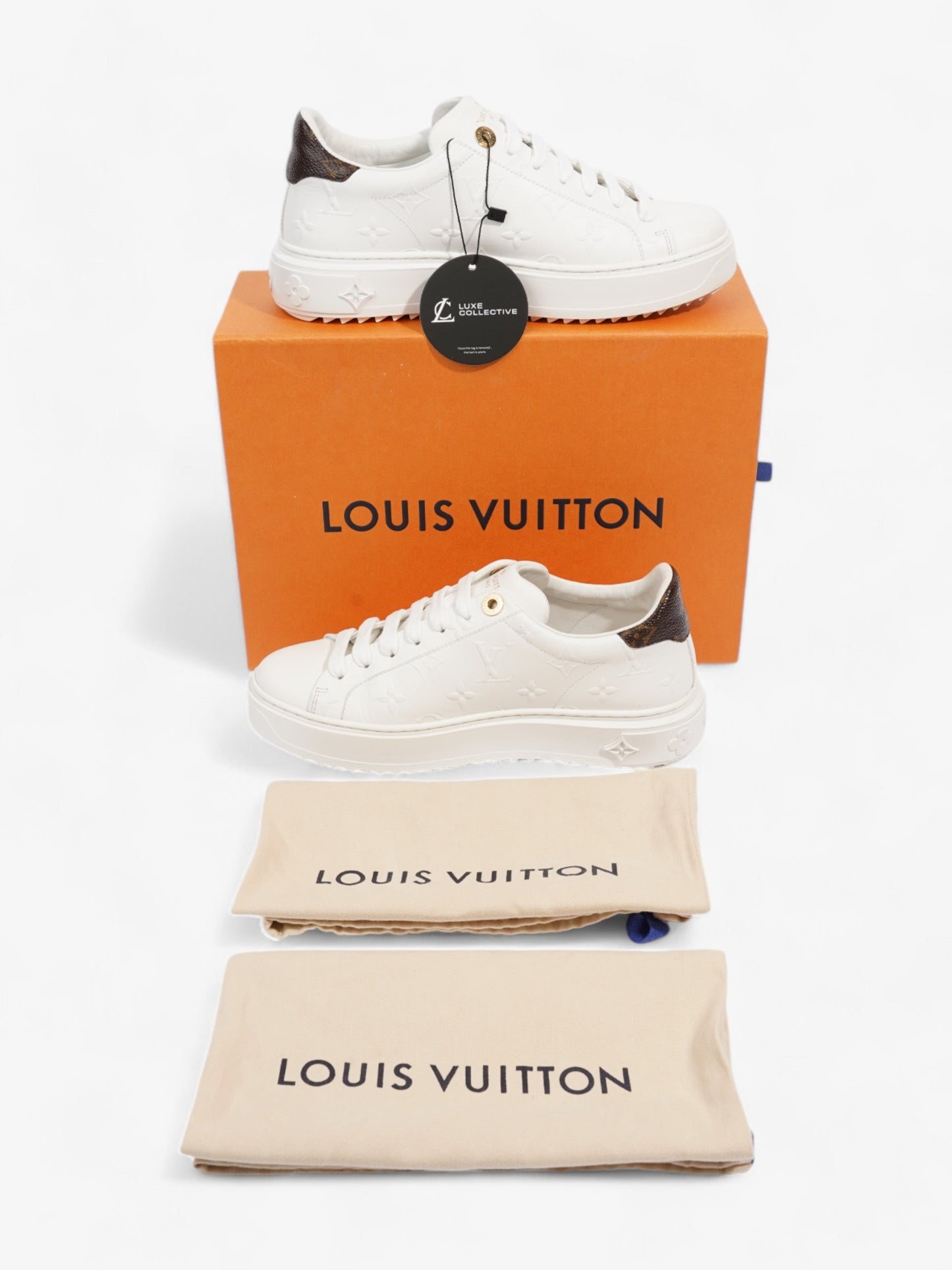 Louis Vuitton Time Out Sneakers White / Monogram Leather EU 37 UK 4