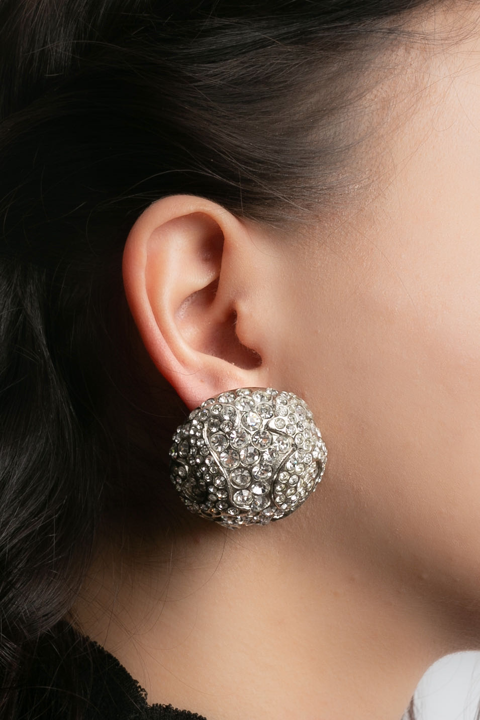 Boucles d'oreilles argentées Yves Saint Laurent