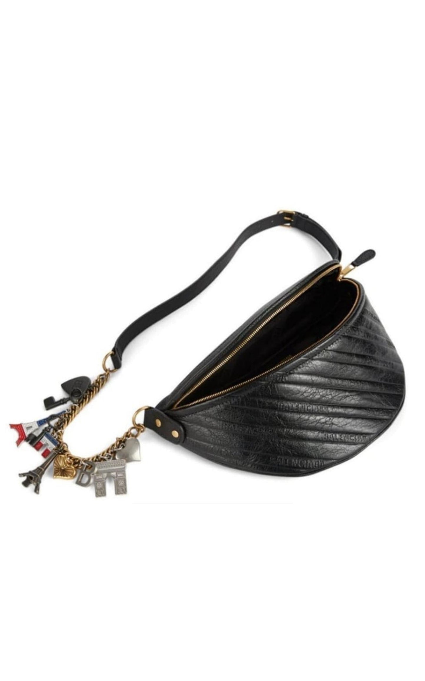 Black Leather Souvenir Belt Bag