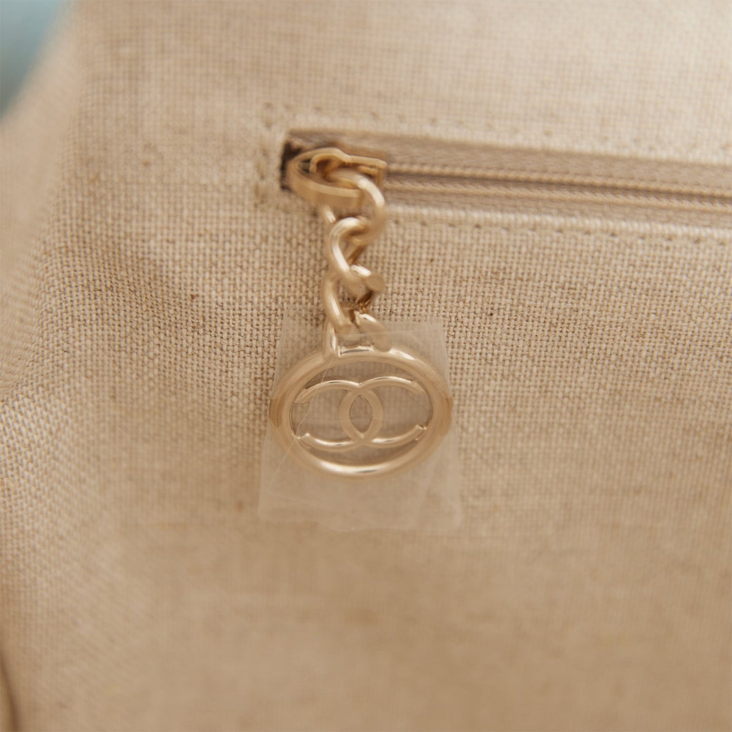 Chanel Small Deauville Shopping Bag Blue and Beige Boucle Light Gold Hardware