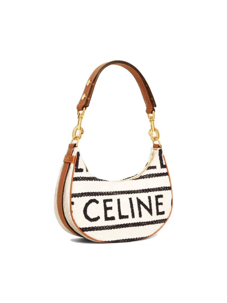 Medium Ava Strap Bag in Textile in White/Black
