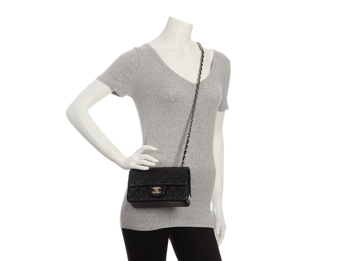 Chanel Mini Black Quilted Lambskin Rectangular Classic