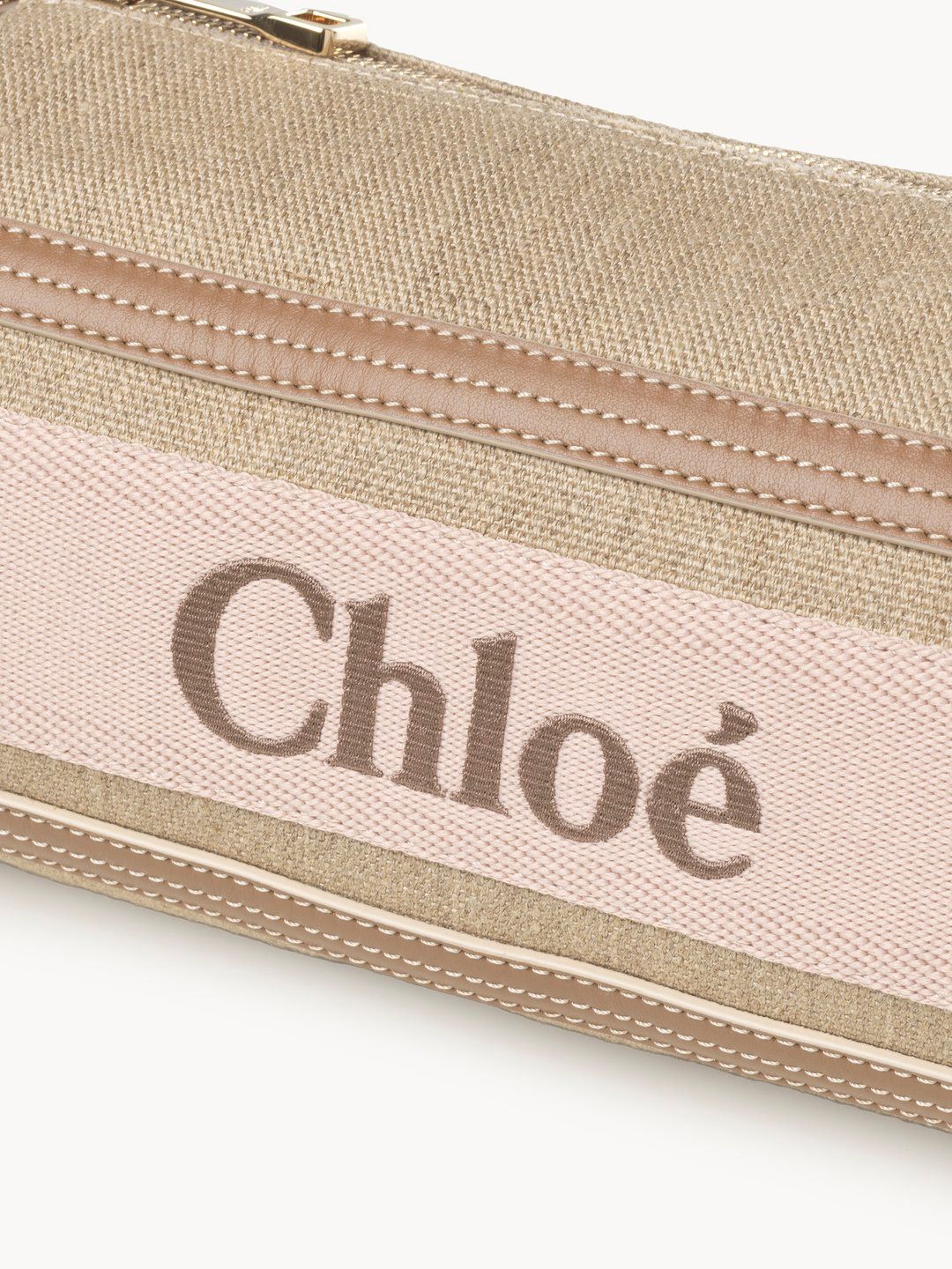 BEIGE WOODY TUBULAR SHOULDER BAG
