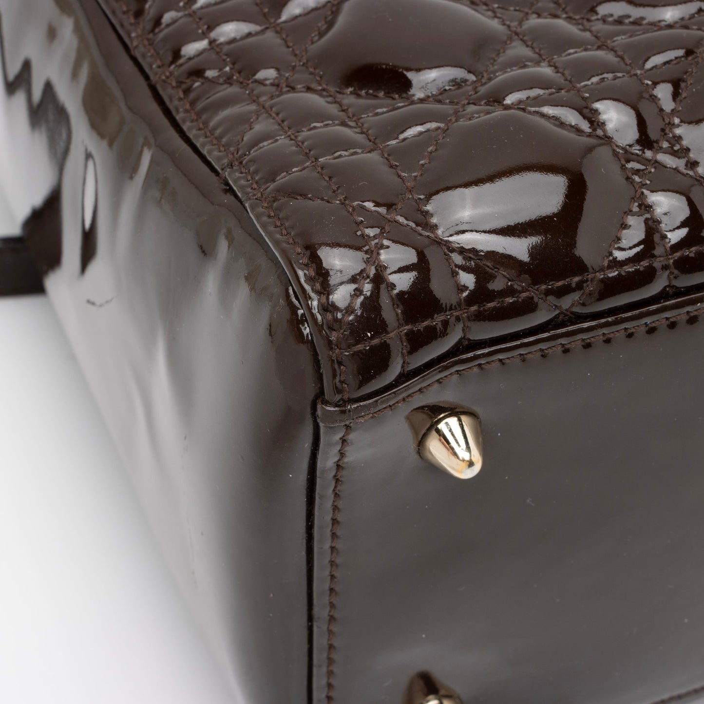 Dior Patent Leather Lady Dior Medium Tote (SHF-c6eBWA)