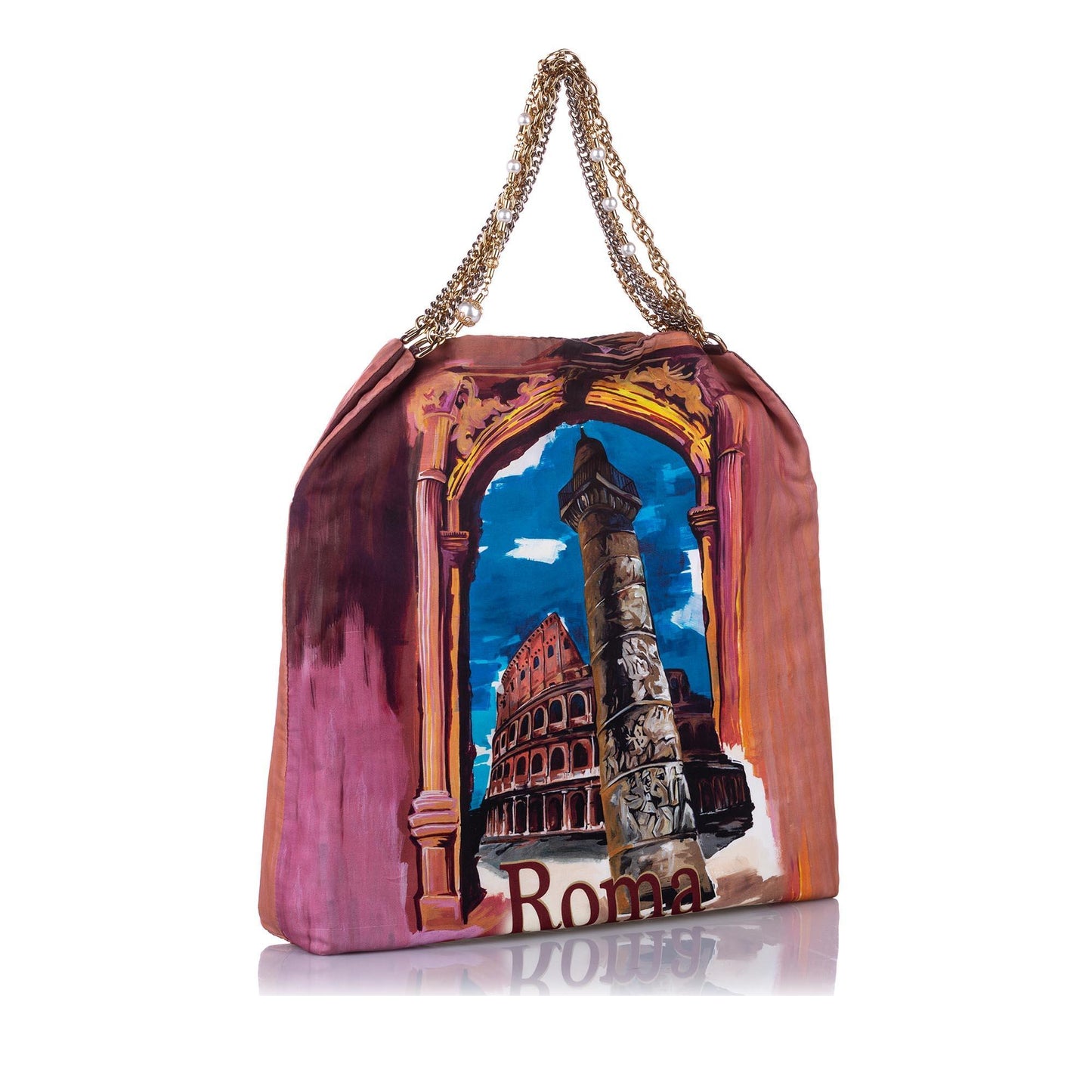 Dolce & Gabbana Printed Silk Anita Roma Tote (SHG-10338)